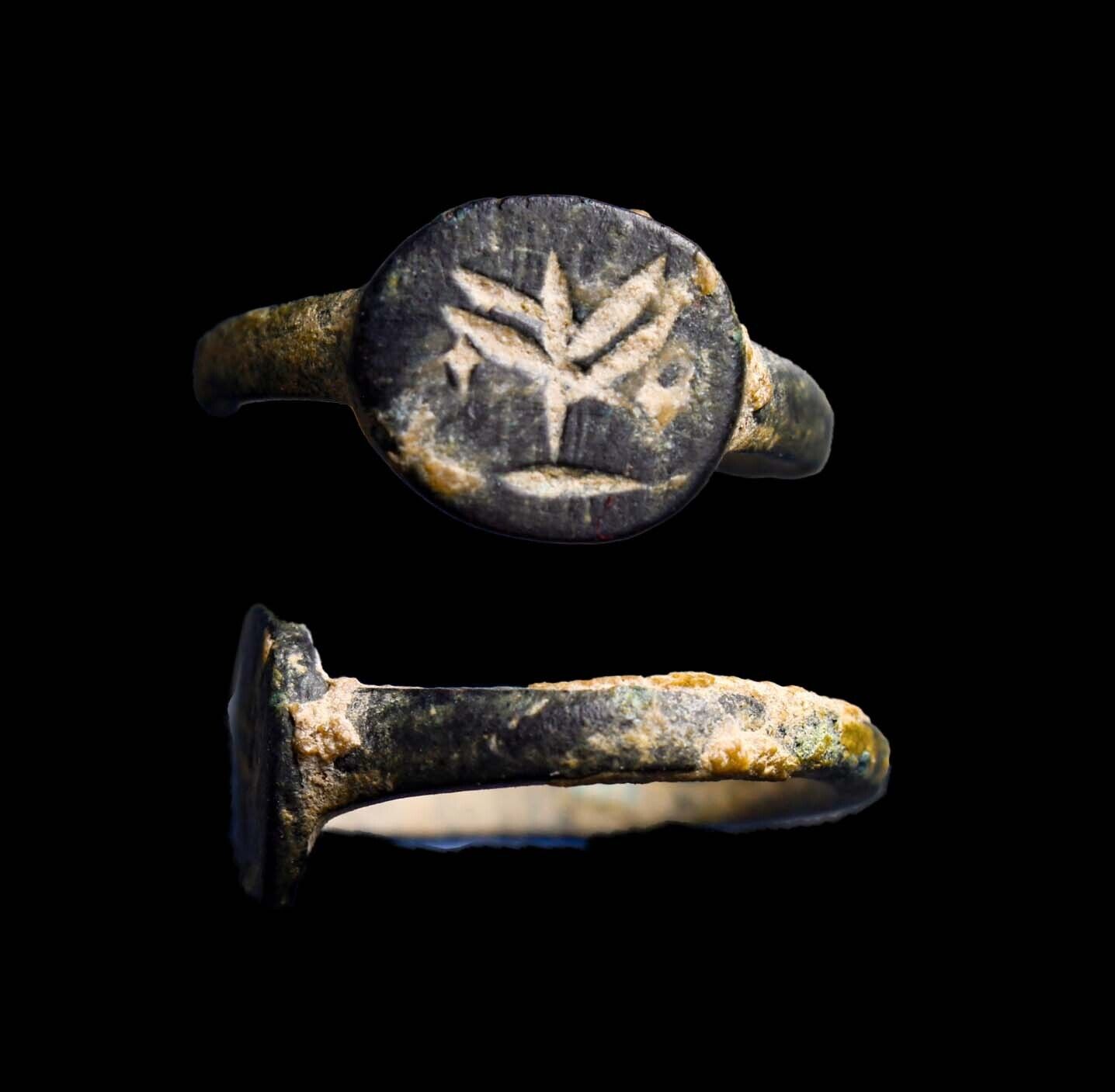 VERY RARE 1500BC Ancient Jewish Judaea Menorah Ring Signet Seal w/COA