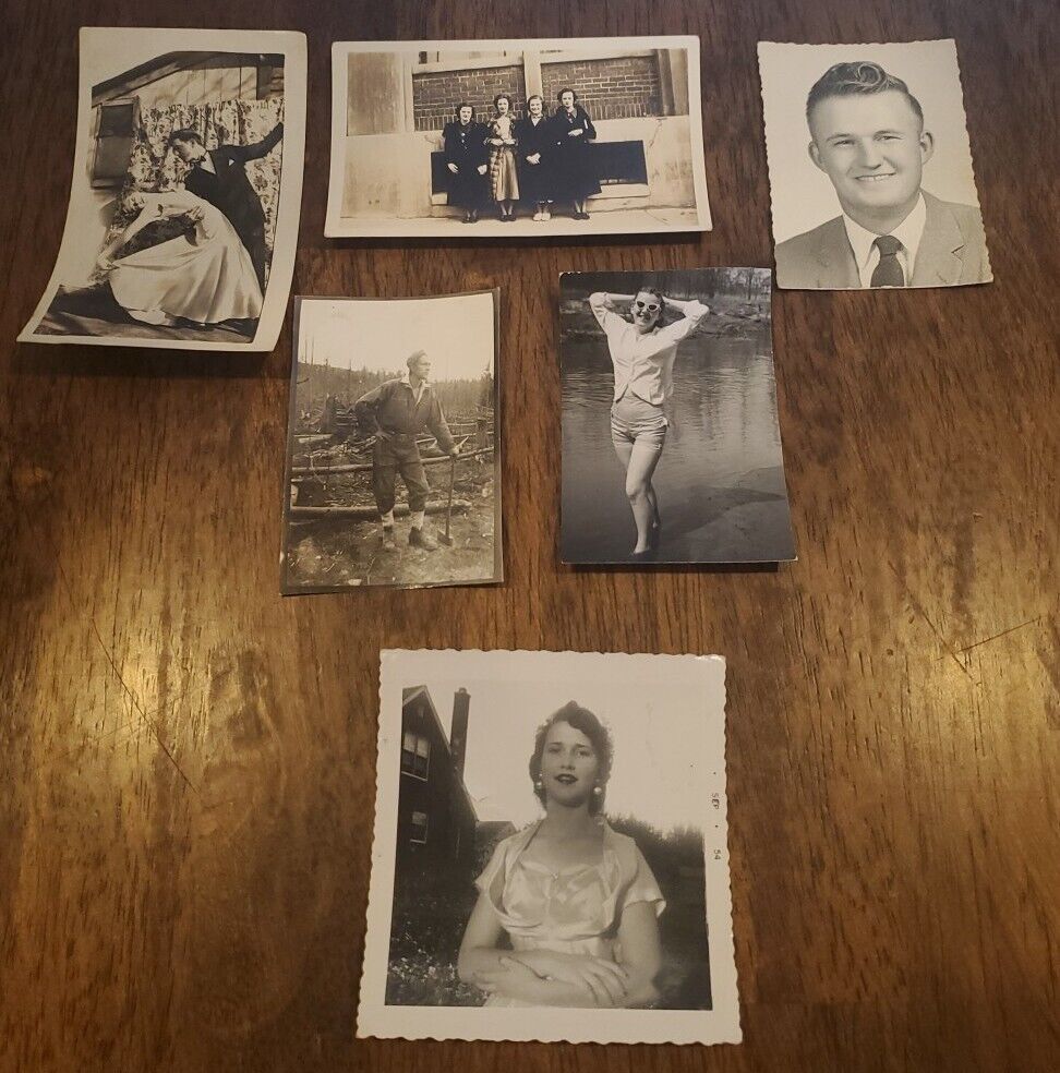 Antique Vintage Photographs Lot of 6 Young Adults Teens Posed Photos Snapshots