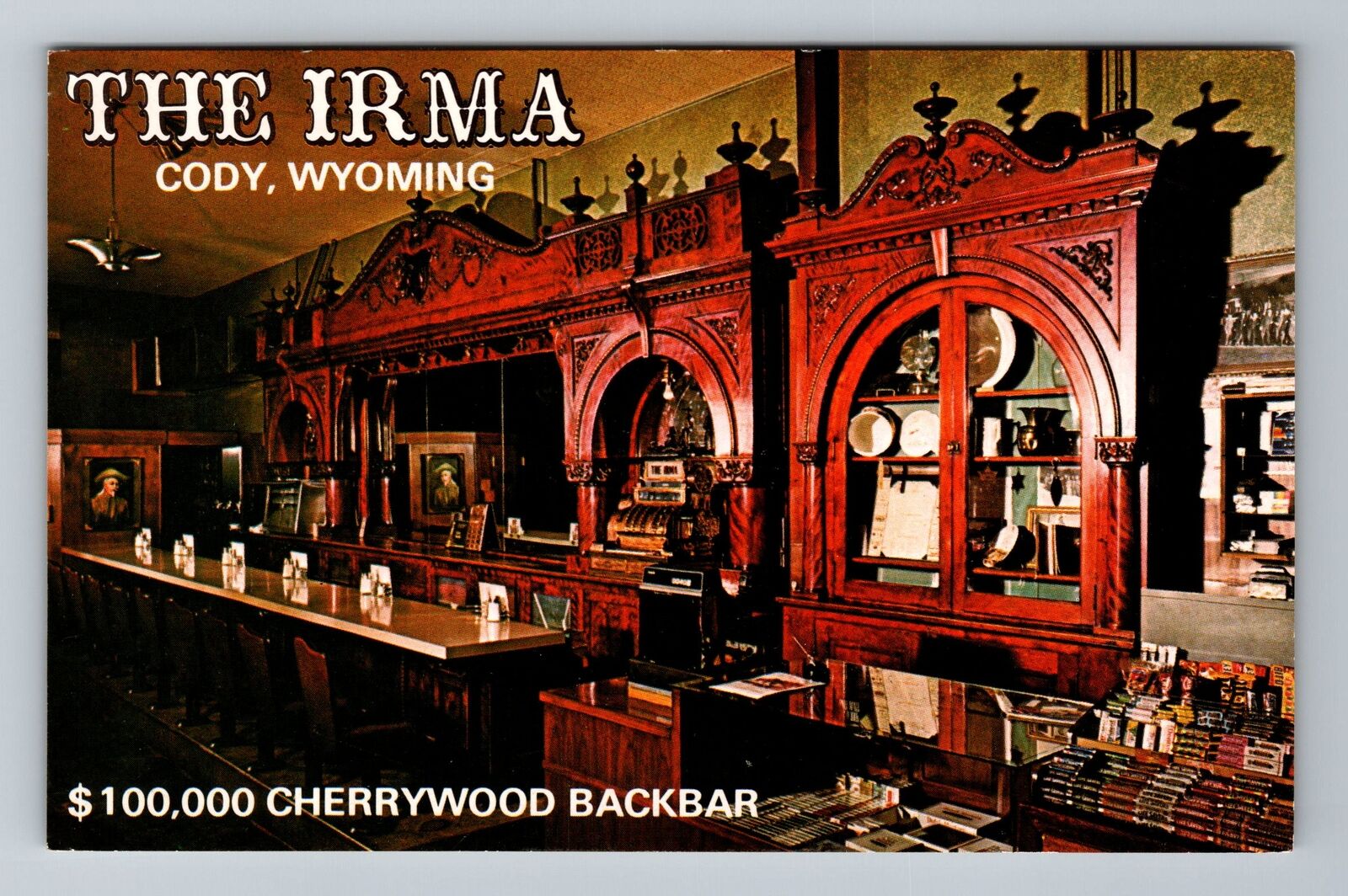 Cody WY-Wyoming, The Irma Hotel, Bar, Advertisement, Vintage Postcard