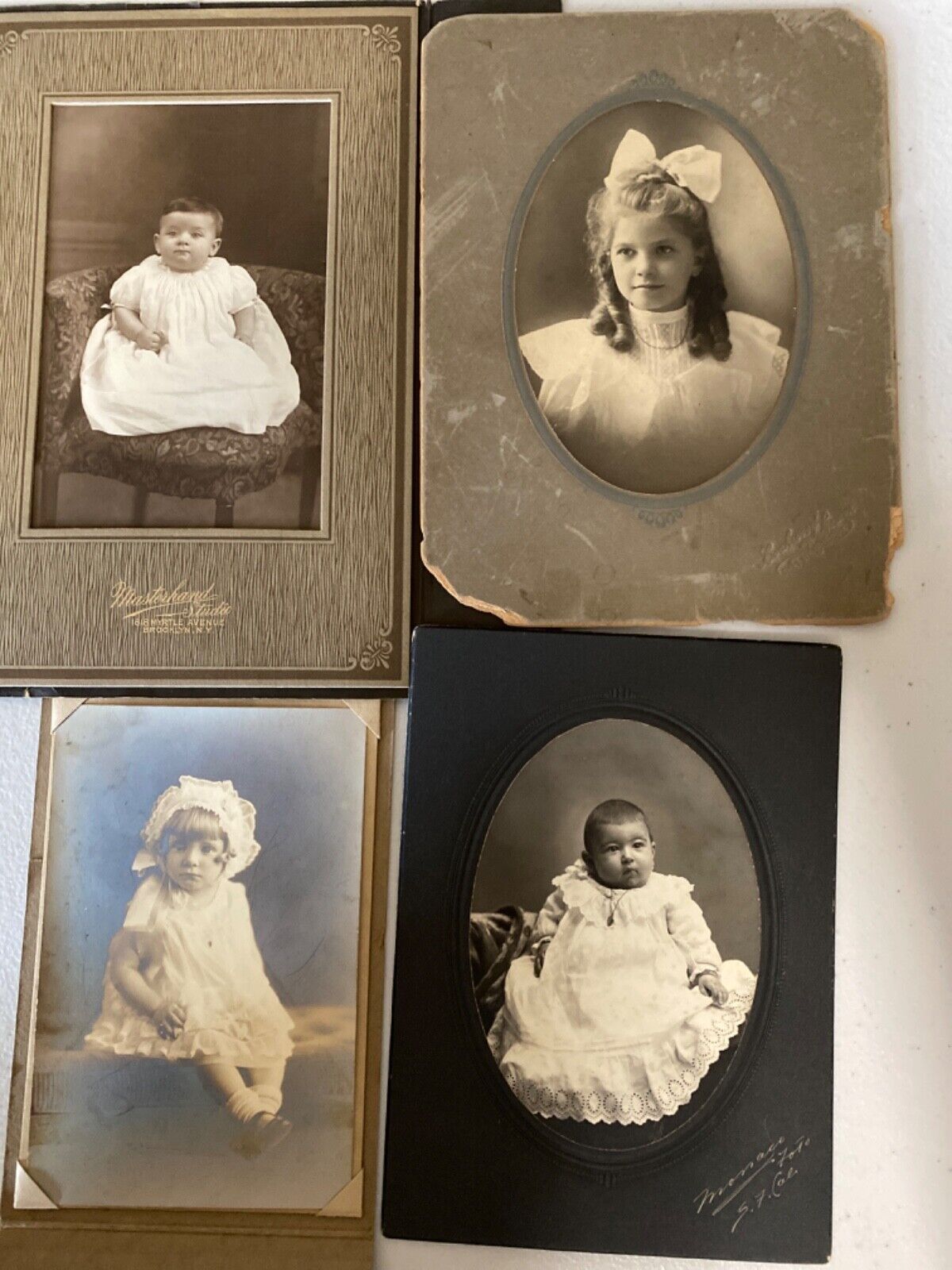 Lot of 4 Antique Photos Of Children & Infants Cabinet Cards or in Folders