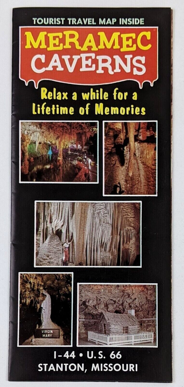 1960s Stanton Missouri Meramec Caverns Vintage Travel Brochure Caves Map MO 