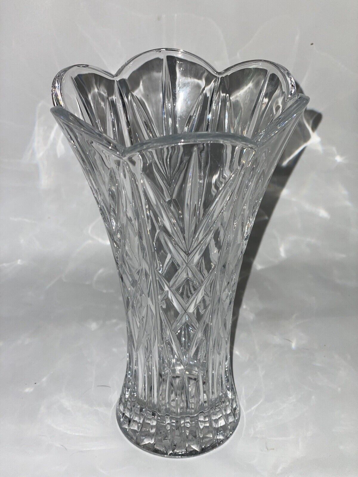 Marquis By Waterford Tall Crystal Vase Fluted 8 1/2 “ Tall 5” Opening