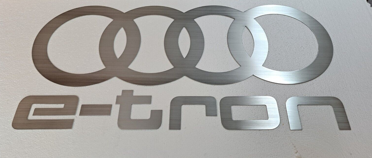 Audi e-tron Sign Brushed Aluminum 3 Feet Wide For Garage Office Den