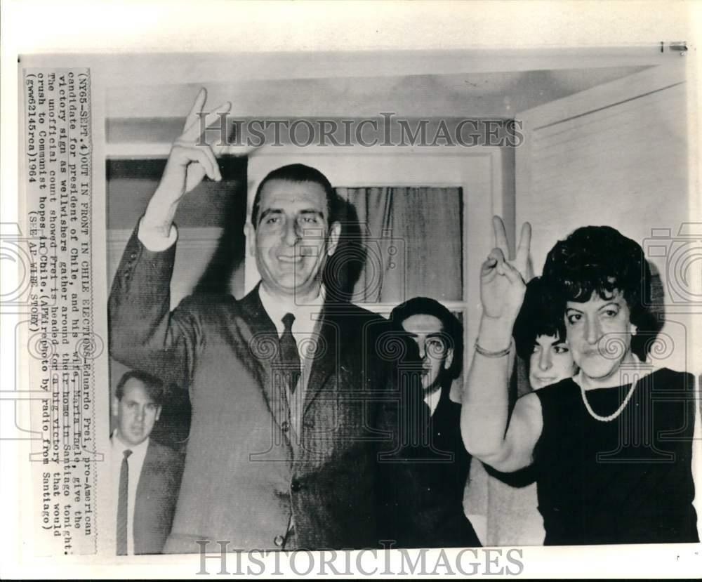 1964 Press Photo Presidential candidate Eduardo Frei & wife Maria Tagle in Chile