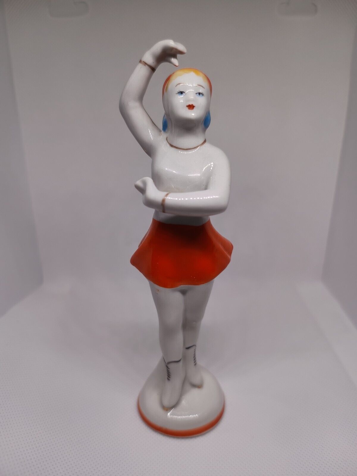 Antique Russian USSR Porcelain GORODNITSA Figurine of girl skating