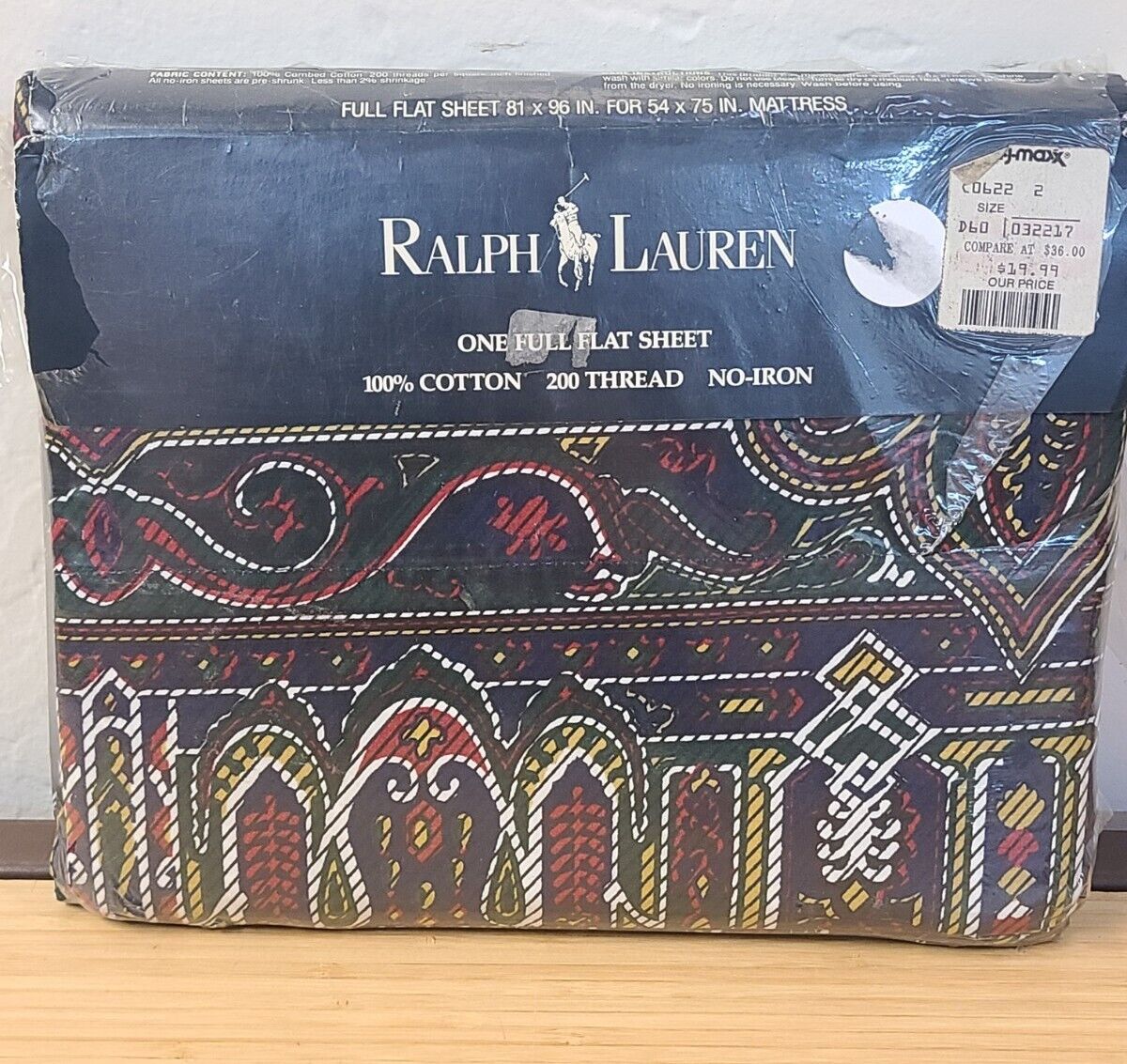 Rare Ralph Lauren Dartmoor Full Flat Sheet 100% Cotton Sealed