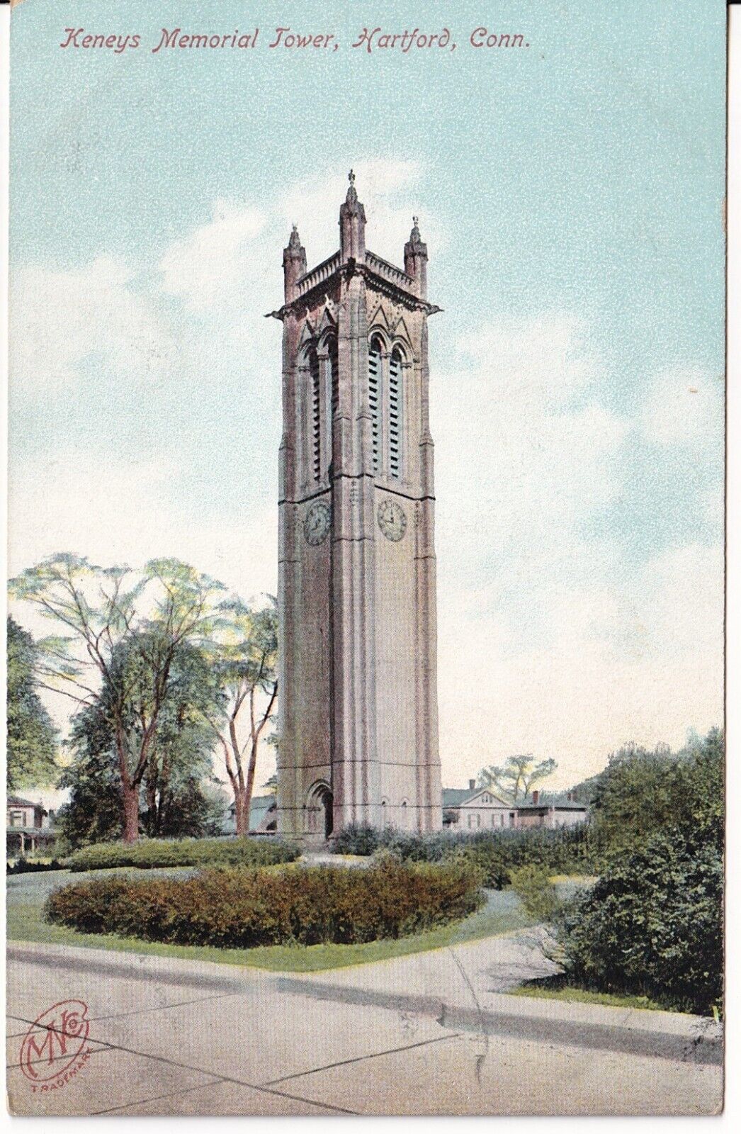 Keneys Memorial Tower Hartford Connecticut Vintage Postcard Undivided