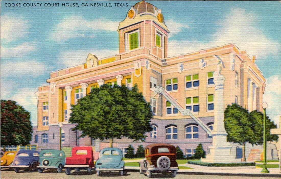Gainesville, TX Texas  COOKE COUNTY COURT HOUSE  Courthouse  ca1940\'s Postcard