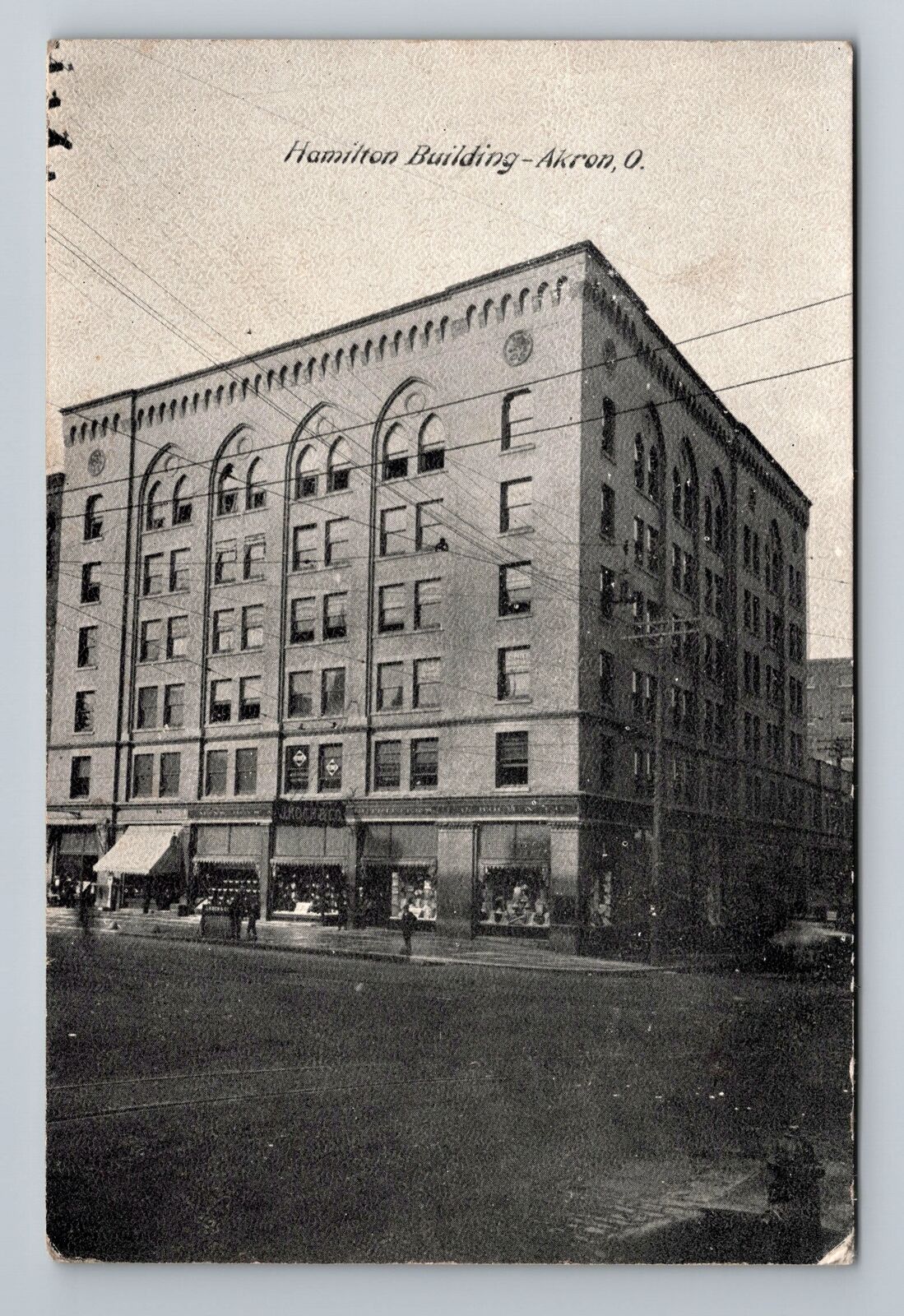 Akron OH-Ohio, Hamilton Building, Antique Vintage Souvenir Postcard