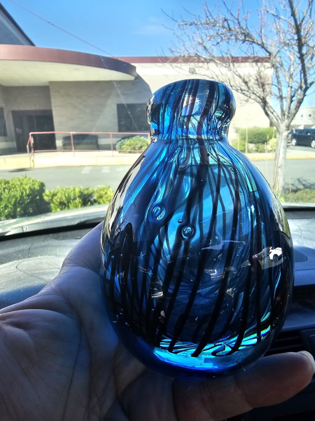 Vintage Jakko Liikanen Glass Perfume Bottle Amber Art Glass Post Modern