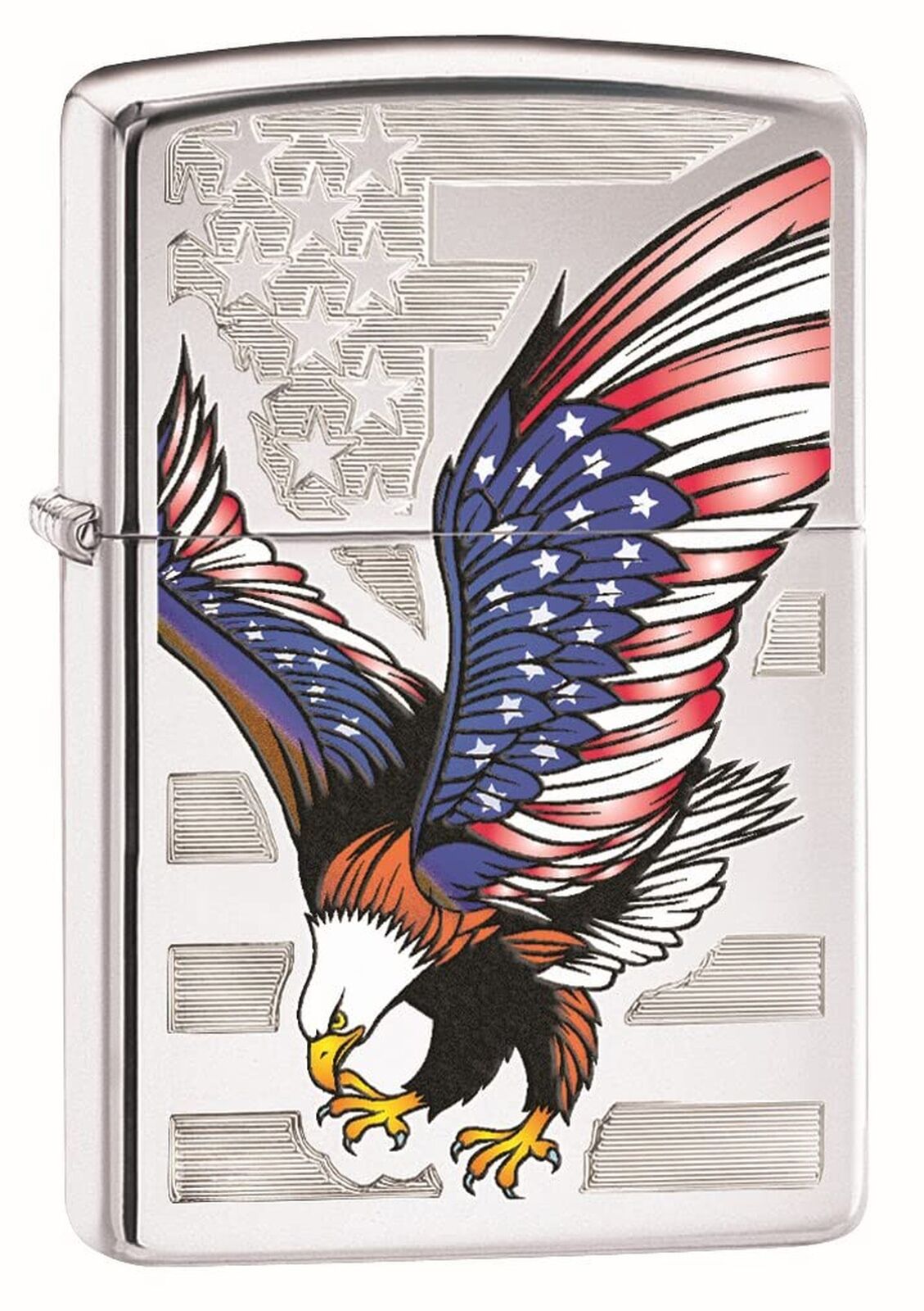Zippo Flag Design Eagle Pocket Lighter, High Polish Chrome 28449-000009