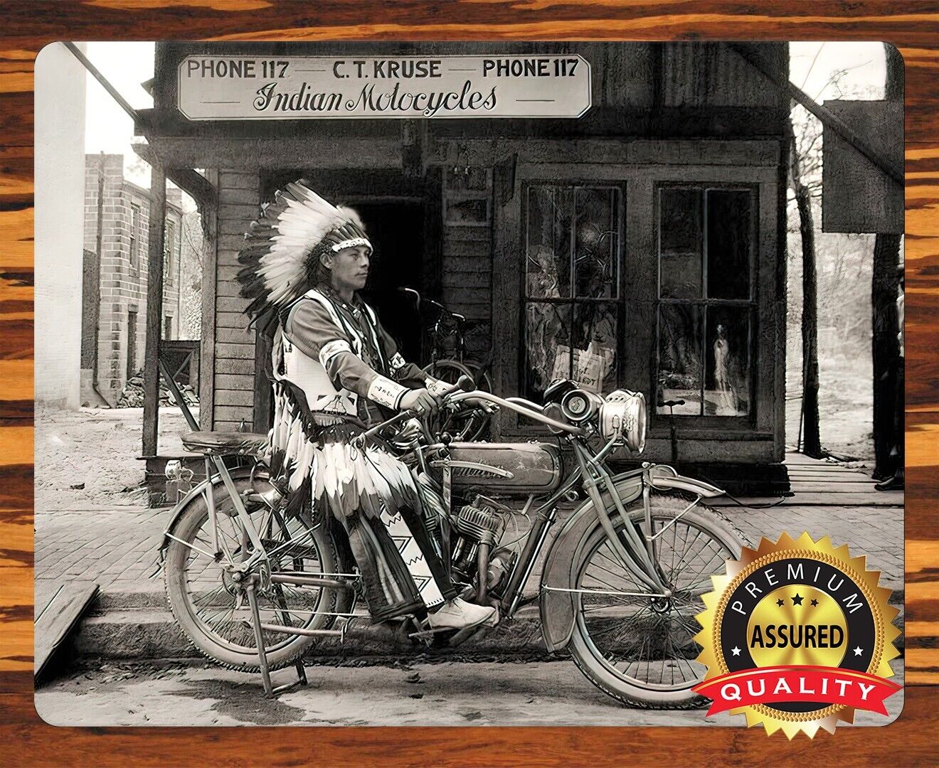 1920'S Indian Motorcycle Vintage Native American - Metal Sign 11 x 14