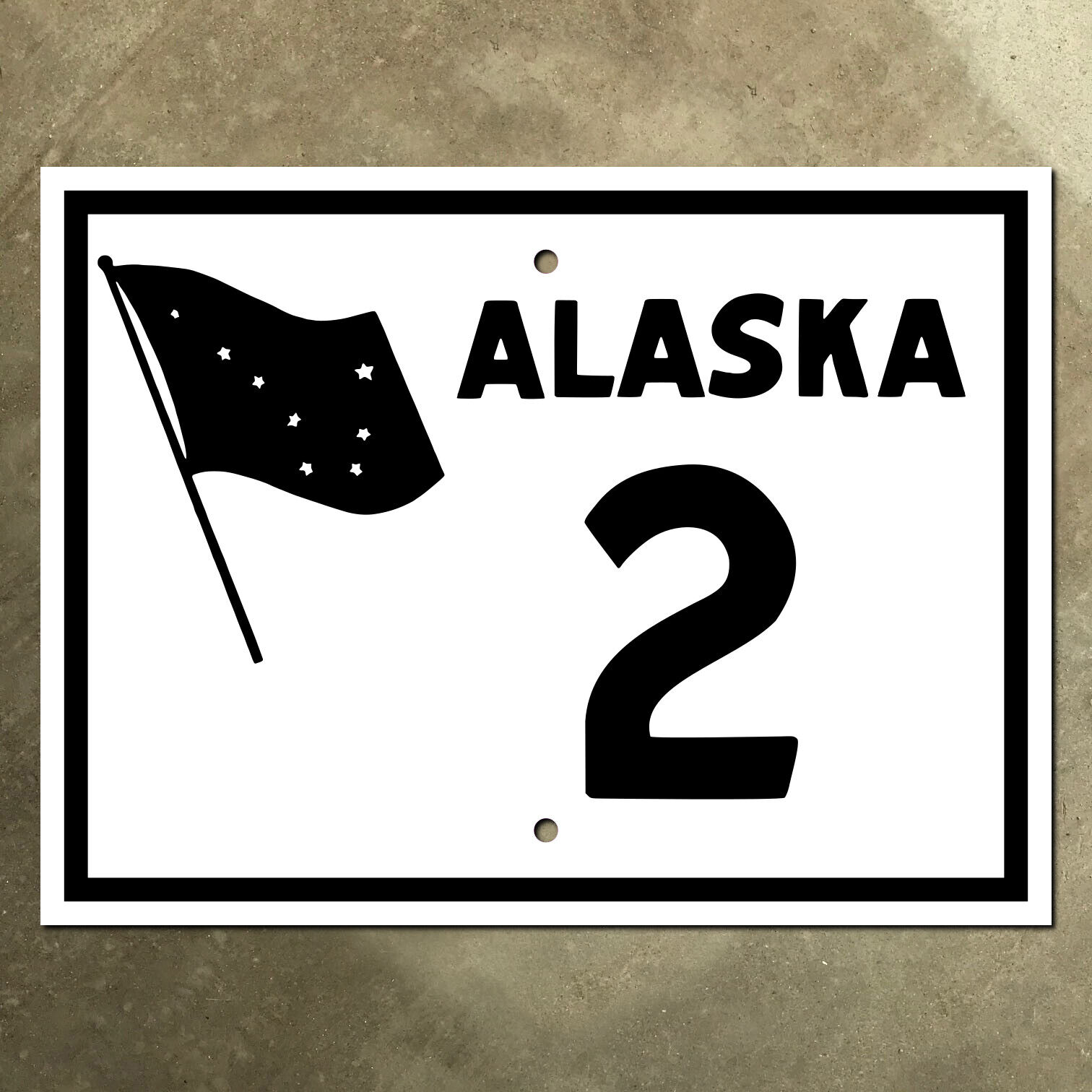 Alaska state route 2 highway marker road sign Alcan Fairbanks 16x12 Delta 1955