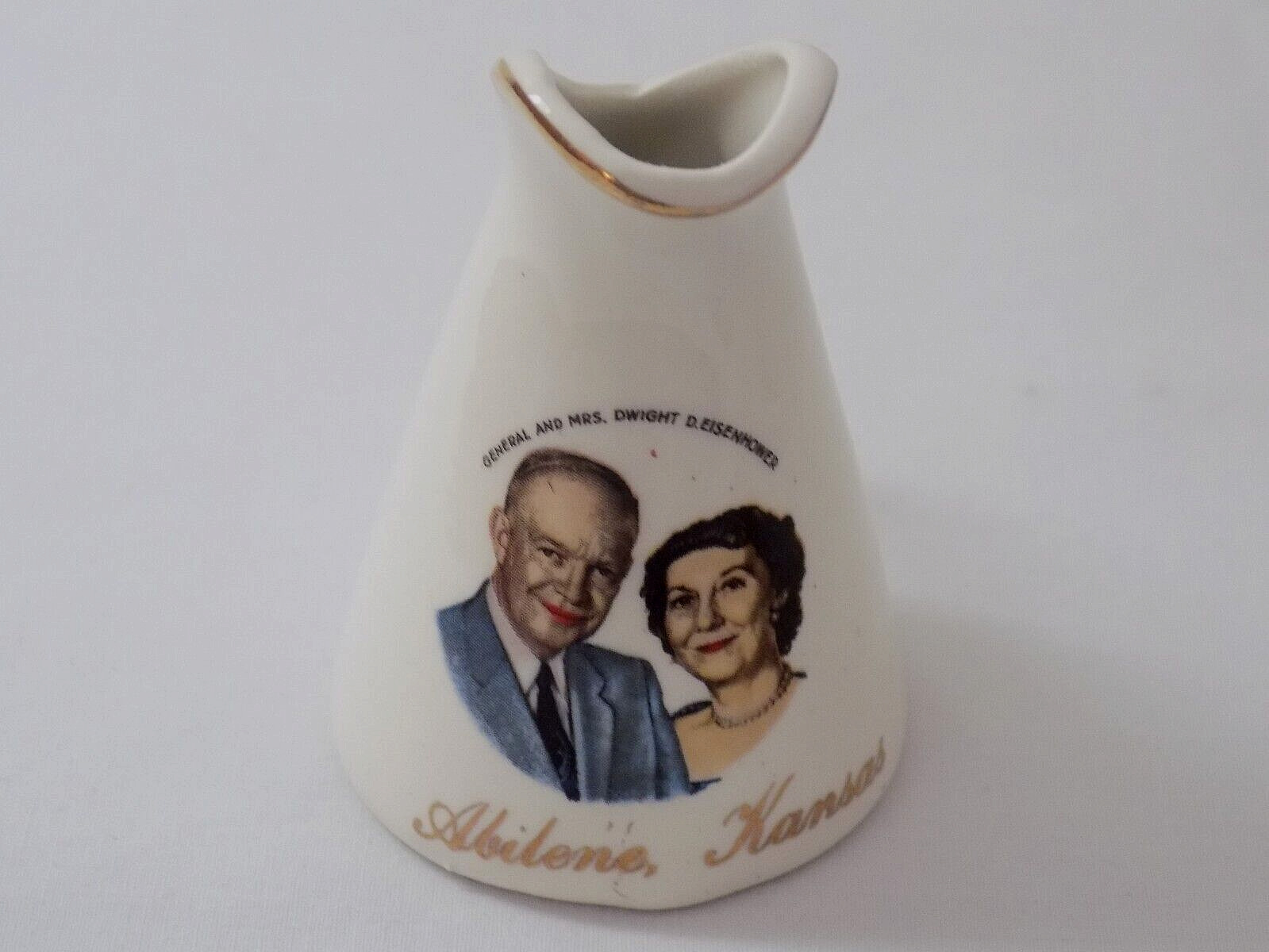 Vinage 1950s-60s General & Mrs. Dwight D. Eisenhower Miniature Souvenir Pitcher