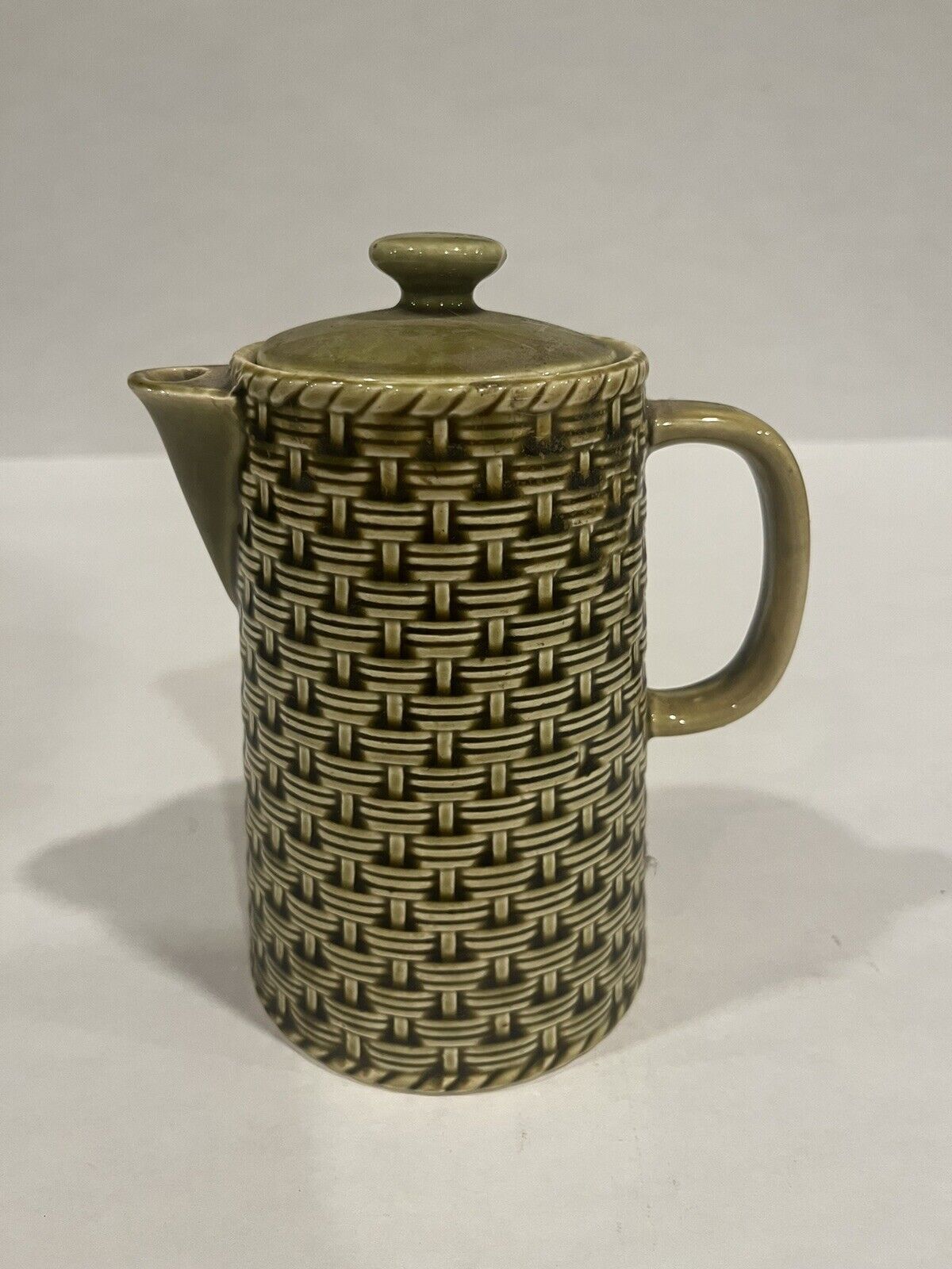 Vintage Ceramic Japan Basket Weave Design Coffee Or Tea Server