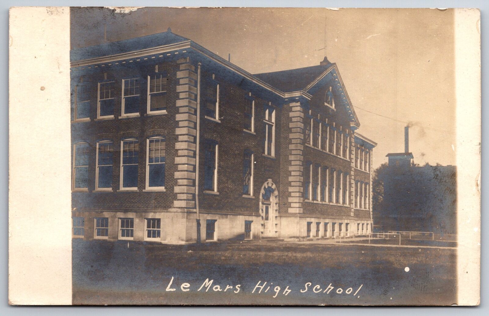 Le Mars Iowa~Le Mars High School Building~1911 RPPC