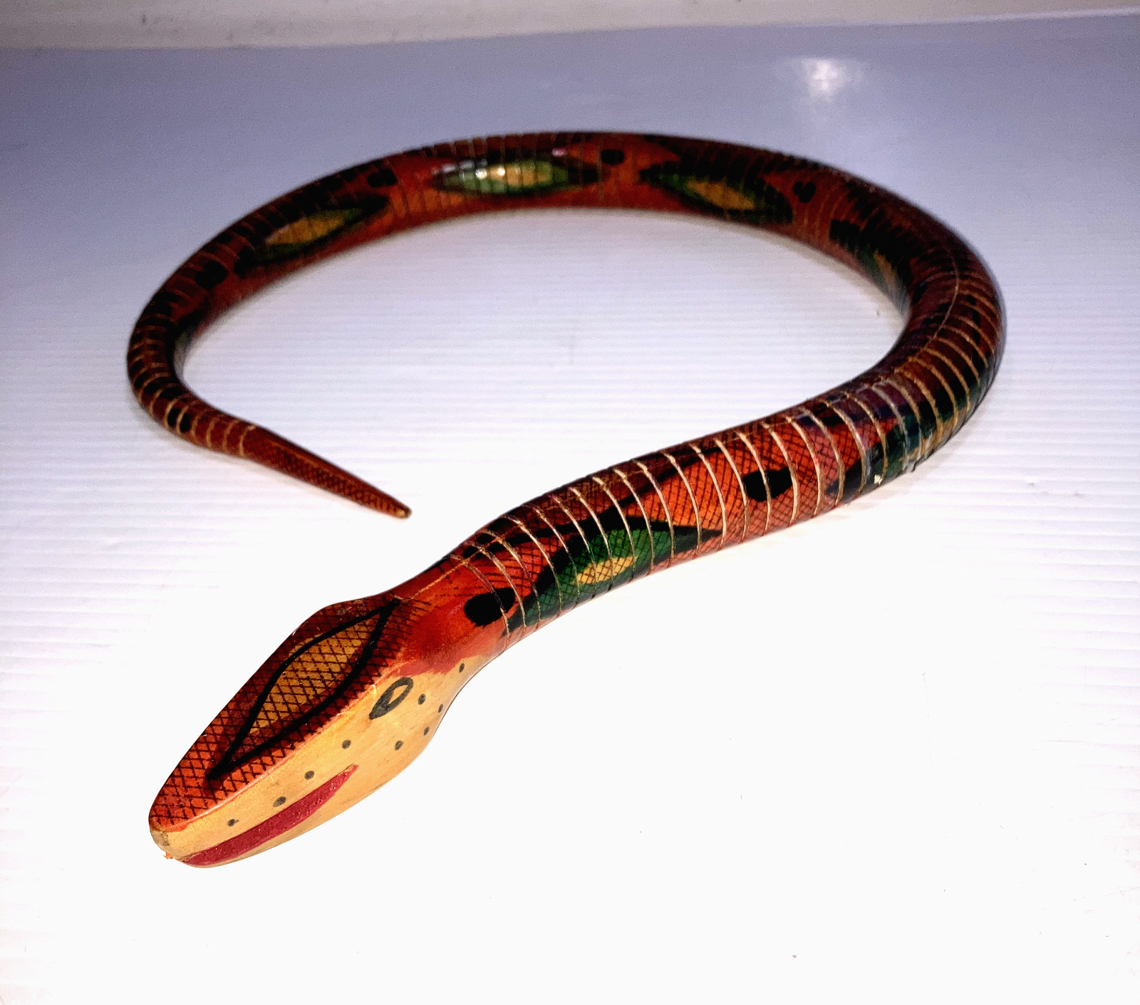Wooden Articulated Jointed Snake 31” Hand Painted
