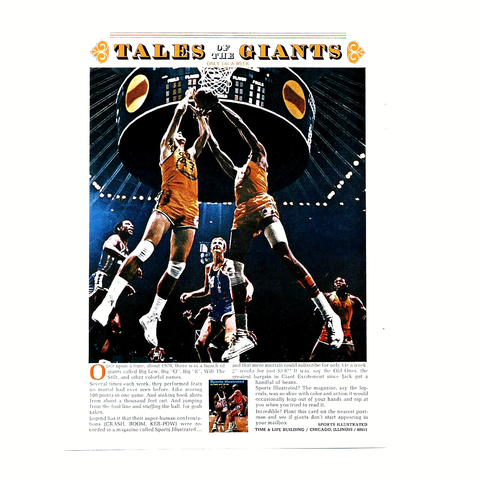 Golden State Warriors 1970 SI Vintage Subscription Original Print Ad 8.5 x 11\