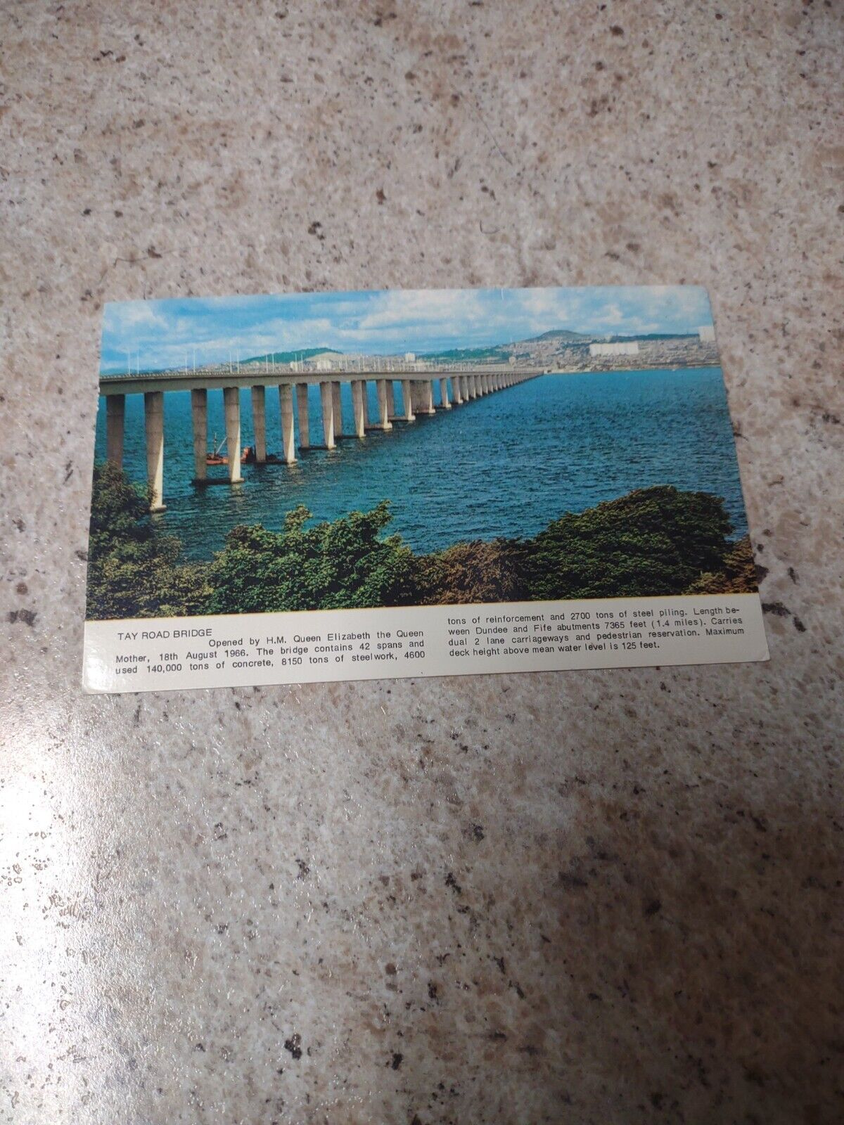 Tay Road Bridge Dundee real photo picture postcard Vtg postmark 1974 Air mail