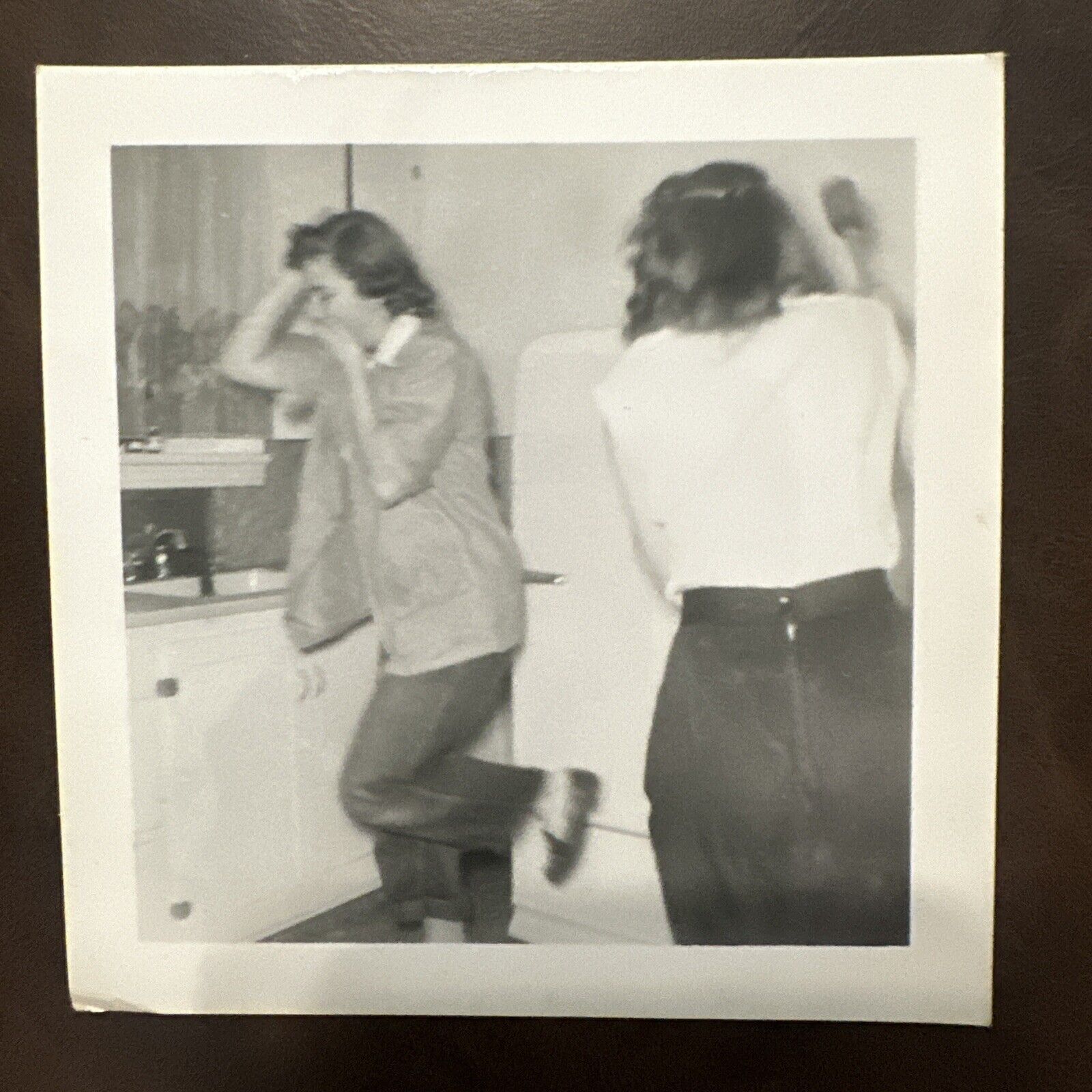VINTAGE PHOTO 1950s girls dancing in the kitchen. Silly fun ORIGINAL SNAPSHOT