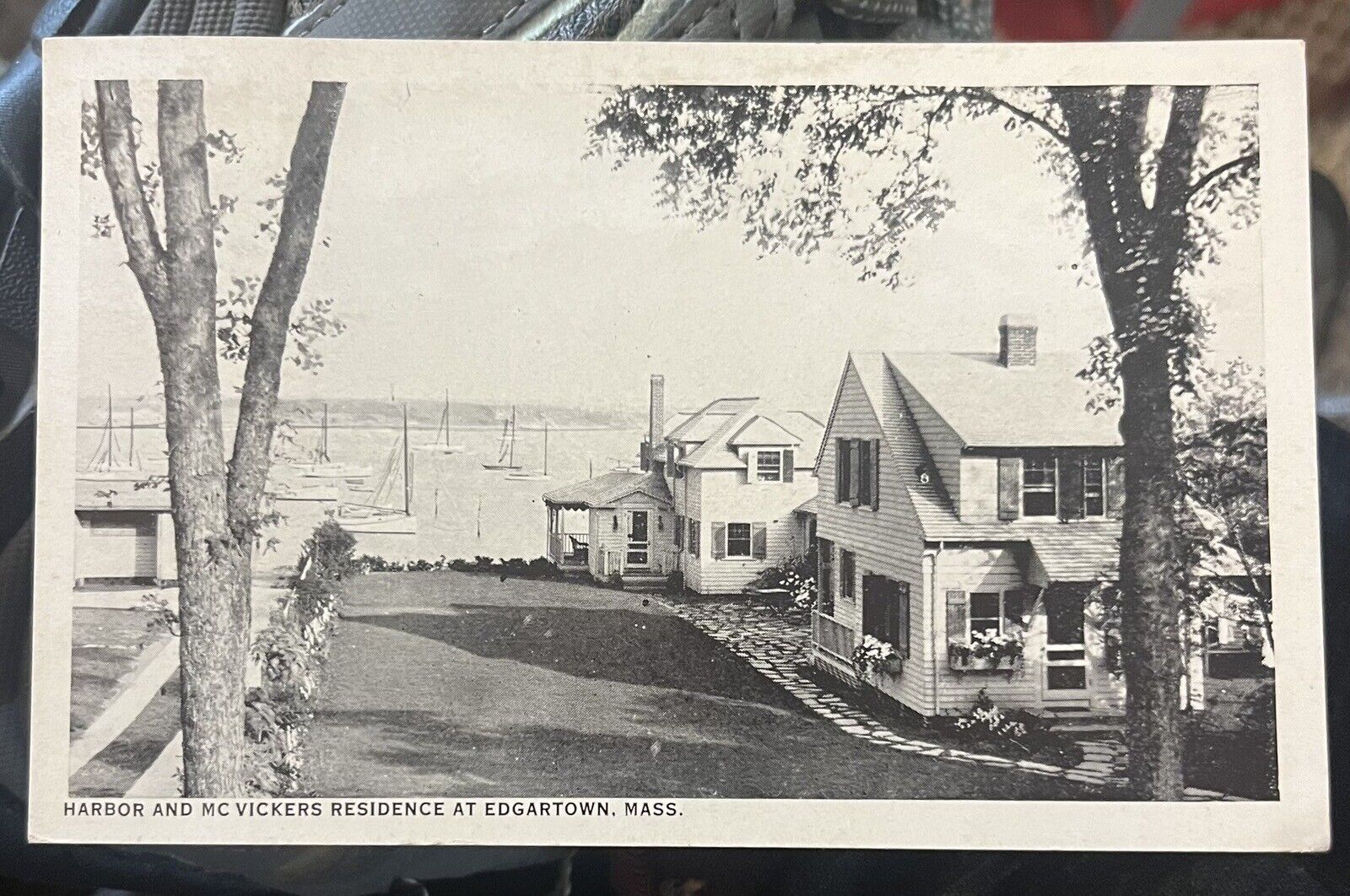EDGARTOWN, MARTHA'S VINEYARD, MA, Harbor & MC Vickers Residence 1931 Postcard