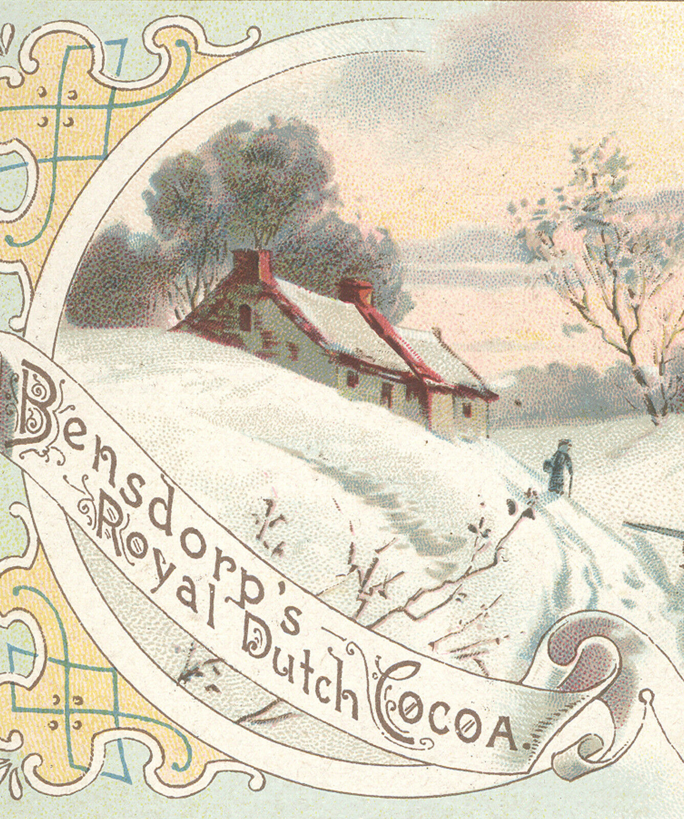BENSDORP\'S #9 CHOCOLATE DUTCH COCOA TRADE CARD, A WINTER VIEW IN HOLLAND  V282