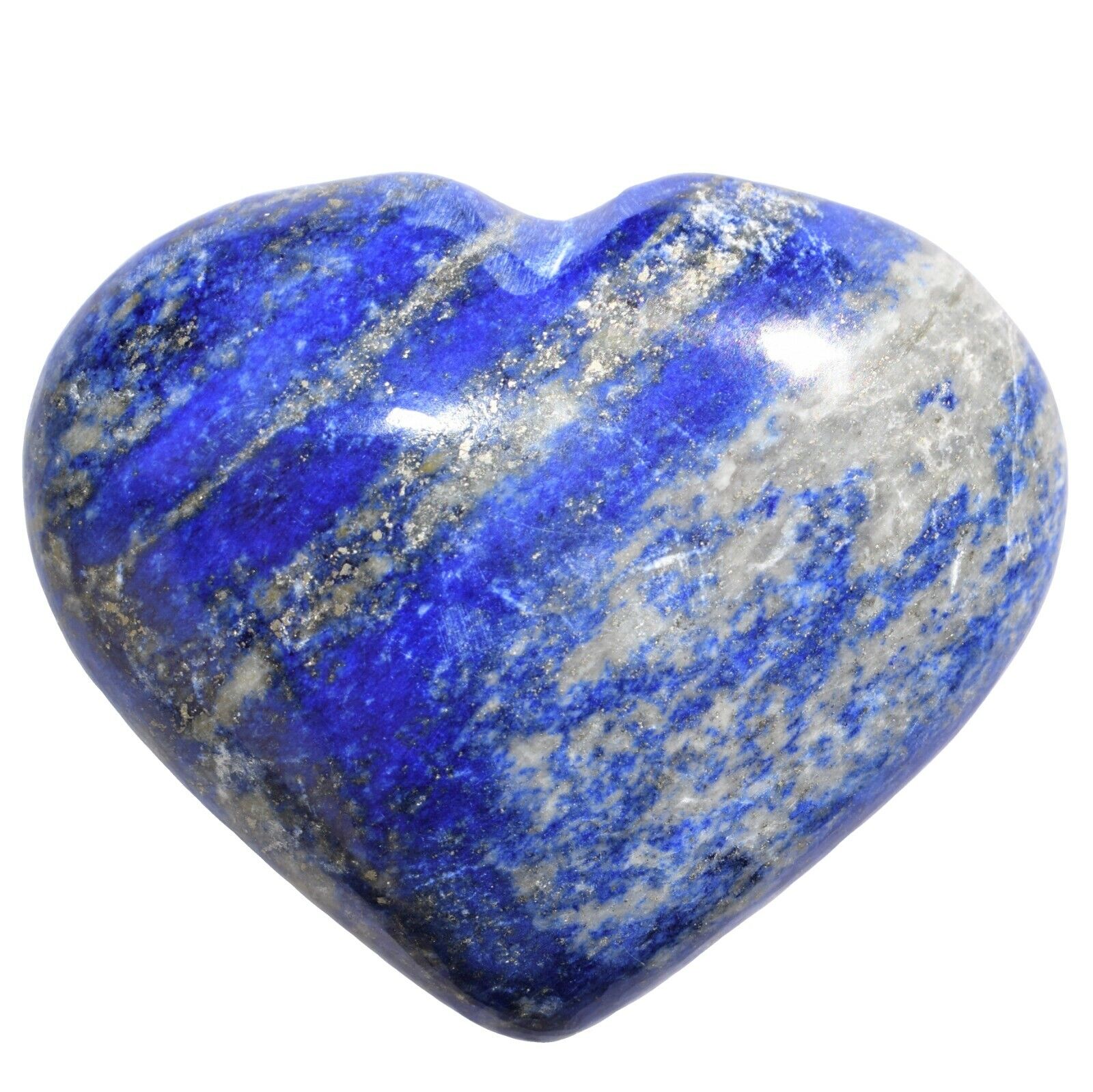 Charged Top-Grade Lapis Lazuli Crystal Puffy Heart / Palm Stone + Selenite Heart