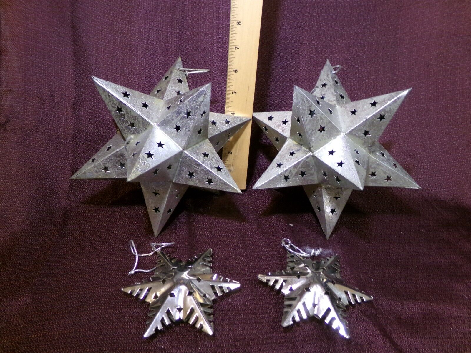Moravian Star Ornaments - Set of Four Metal - ~9\