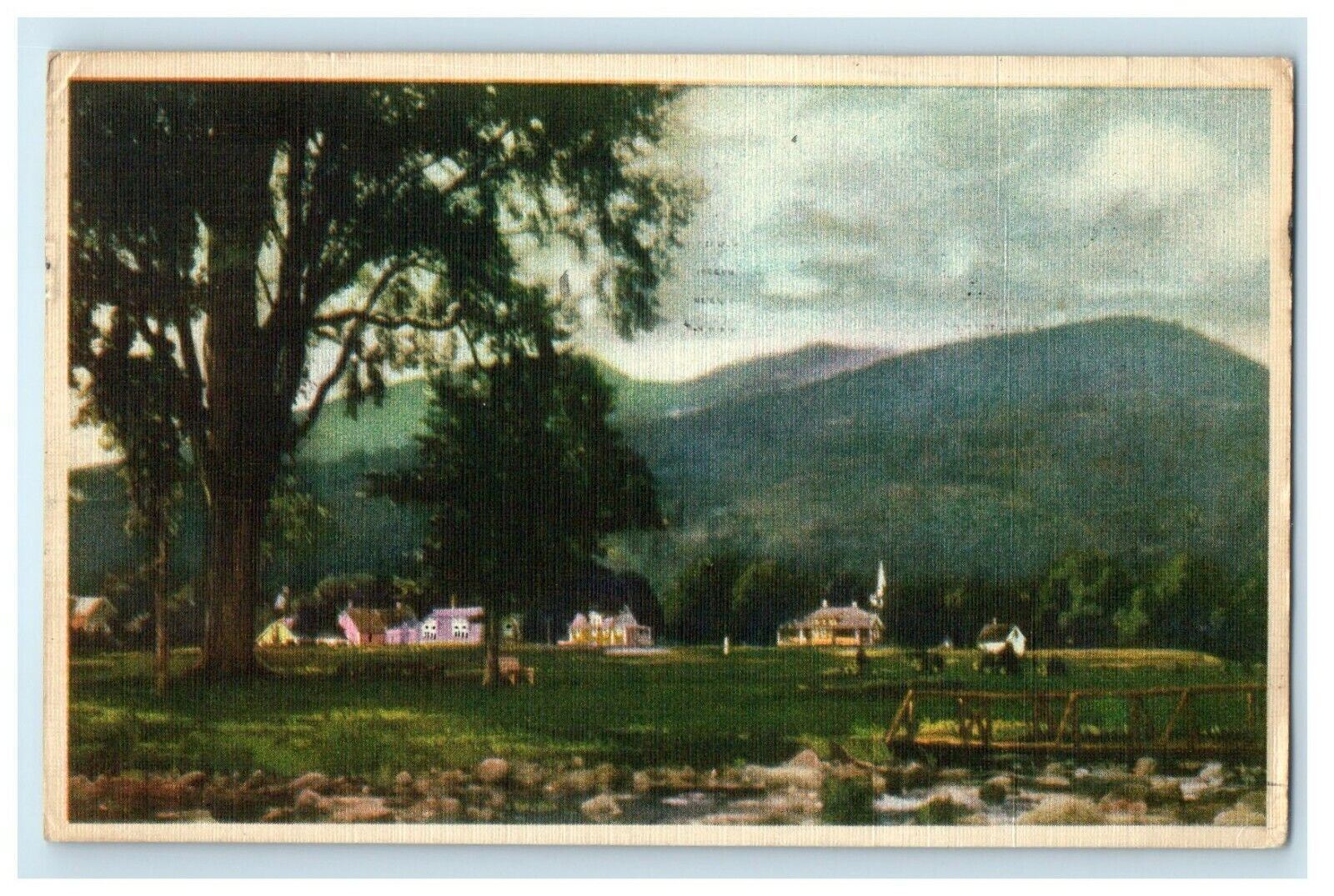 1939 View Of Mountains And Houses Bath Maine ME Posted Vintage Postcard
