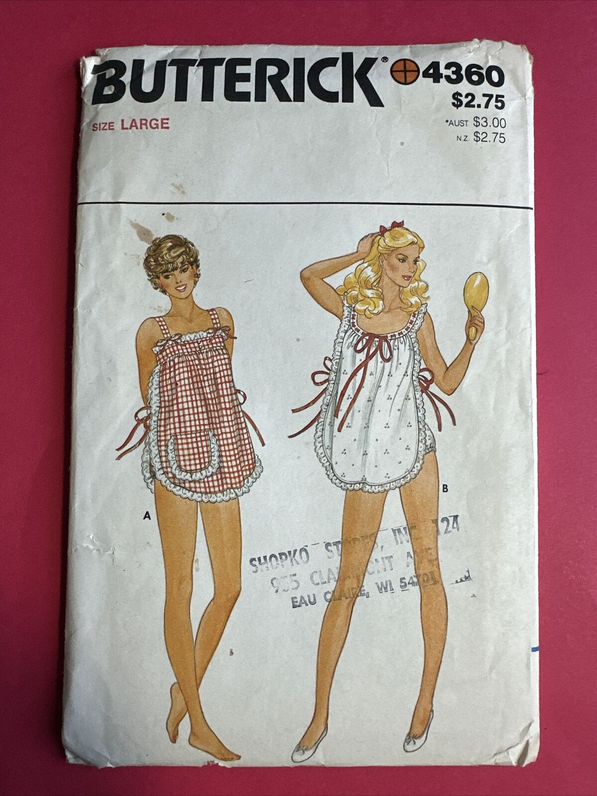 Rare Butterick 4360 Misses Babydoll Nightgown & Panties Sewing Pattern 16 18 Lg