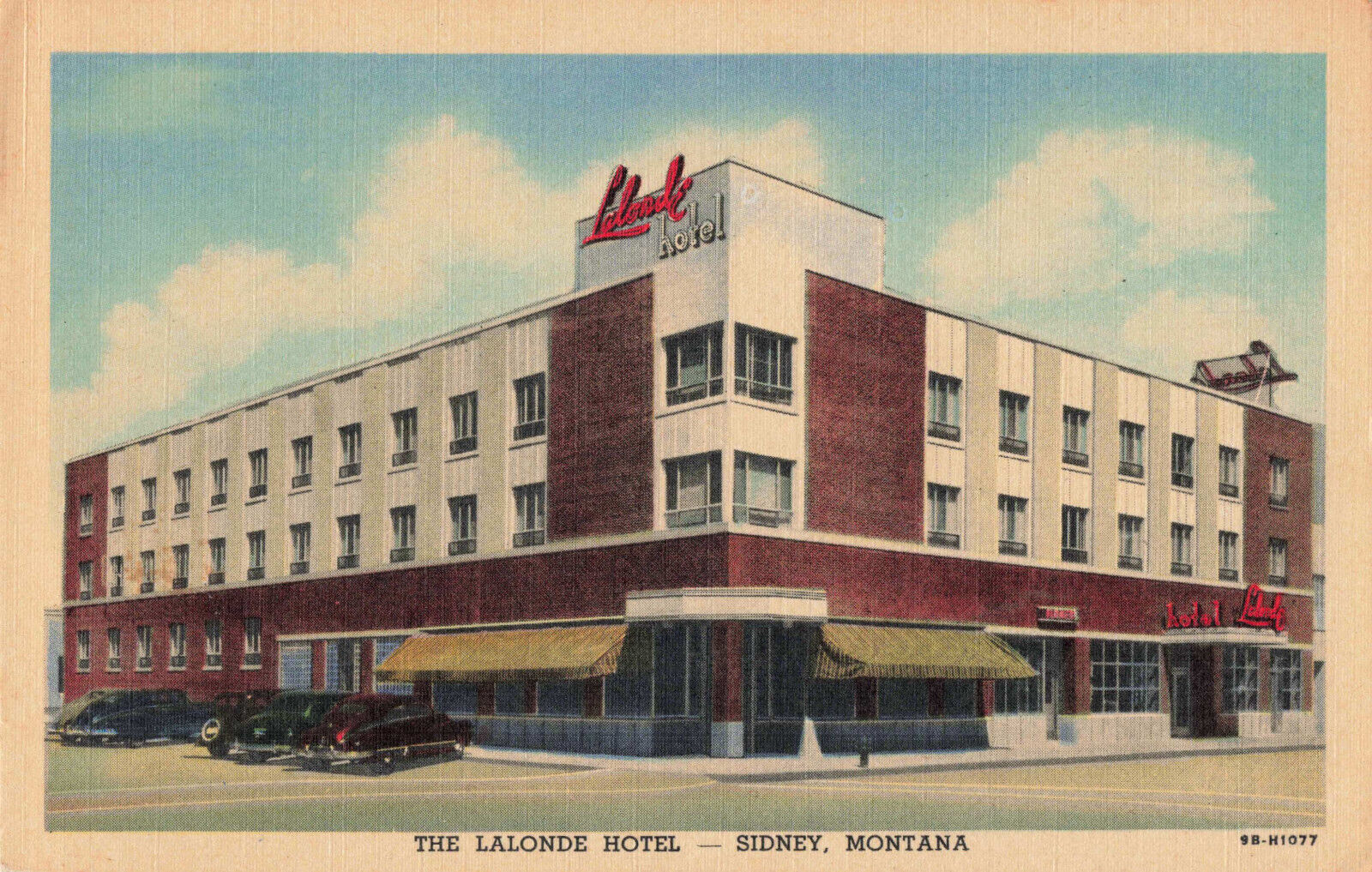 Postcard The Lalonde Hotel Sidney MT Montana 1940's Linen