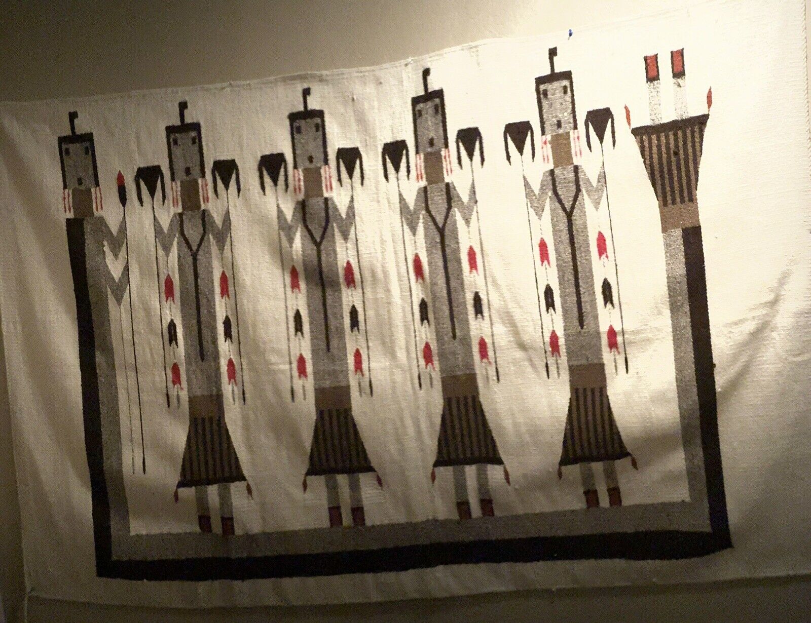 Big ANT VNT Navajo Rug Textile Native American Yei Pictorial 78\'\' x 52\'\' Weaving