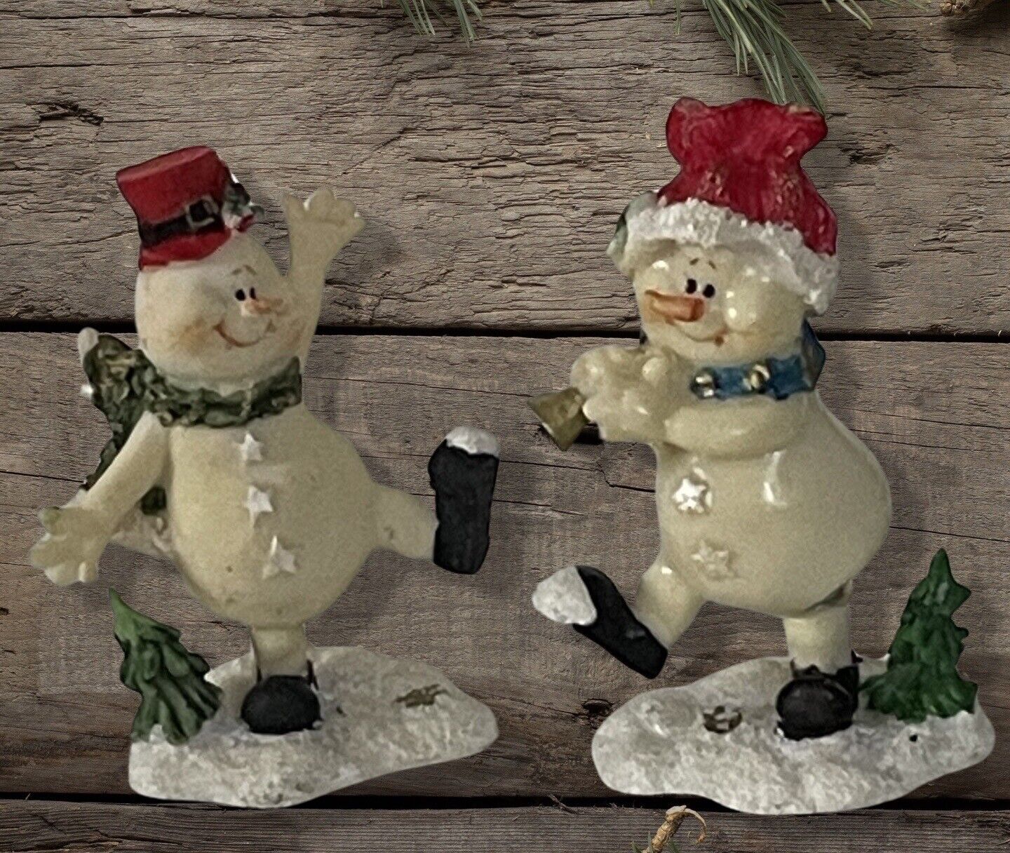 Vintage MCM Mr. & Mrs. Dancing Snowmen Dance Motion from Spring Action Christmas