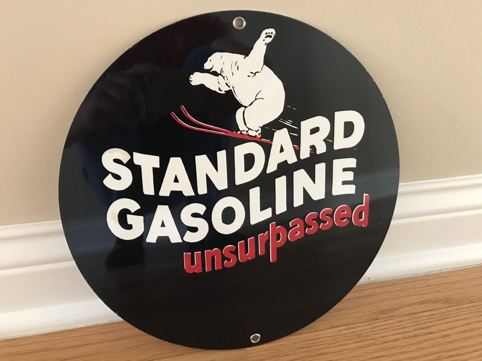 Standard Unsurpassed Gasoline Oil Gas Zerolene round sign Reproduction Rare