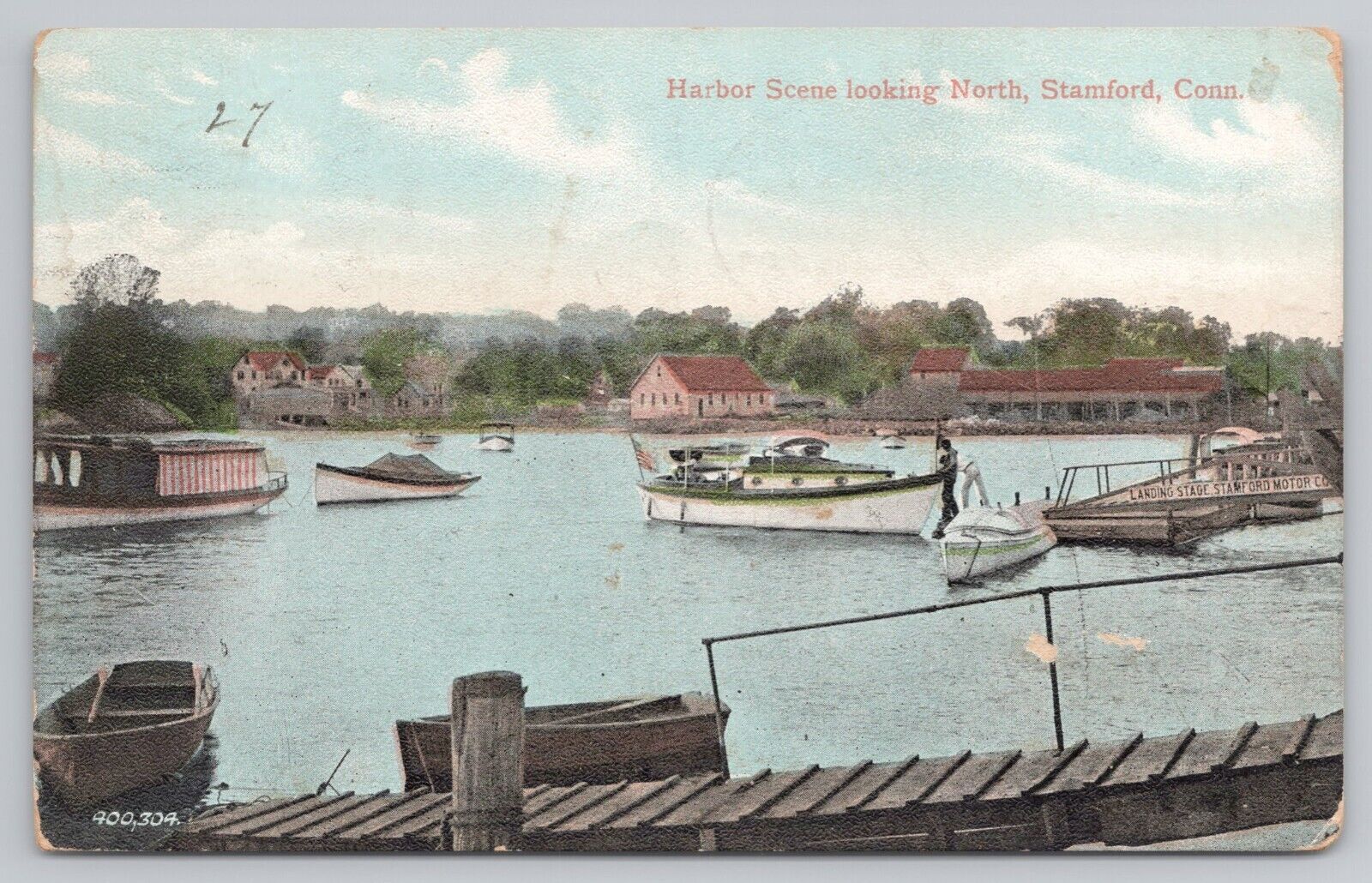 Harbor Scene Looking North, Stamford Conn Postcard 0744