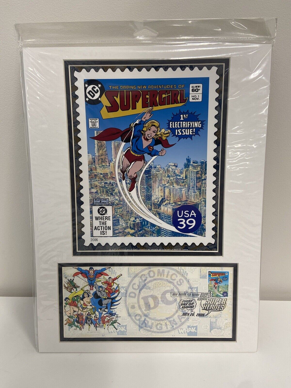 DC Comics Matted Stamps USPS 1st Day Issue 2006 SAN DIEGO COMIC CON Supergirl