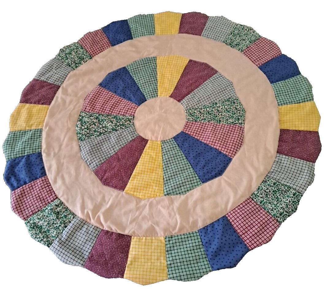 Vintage Quilted Round Centerpiece Patchwork Floral Check Table Charger Boho 37\