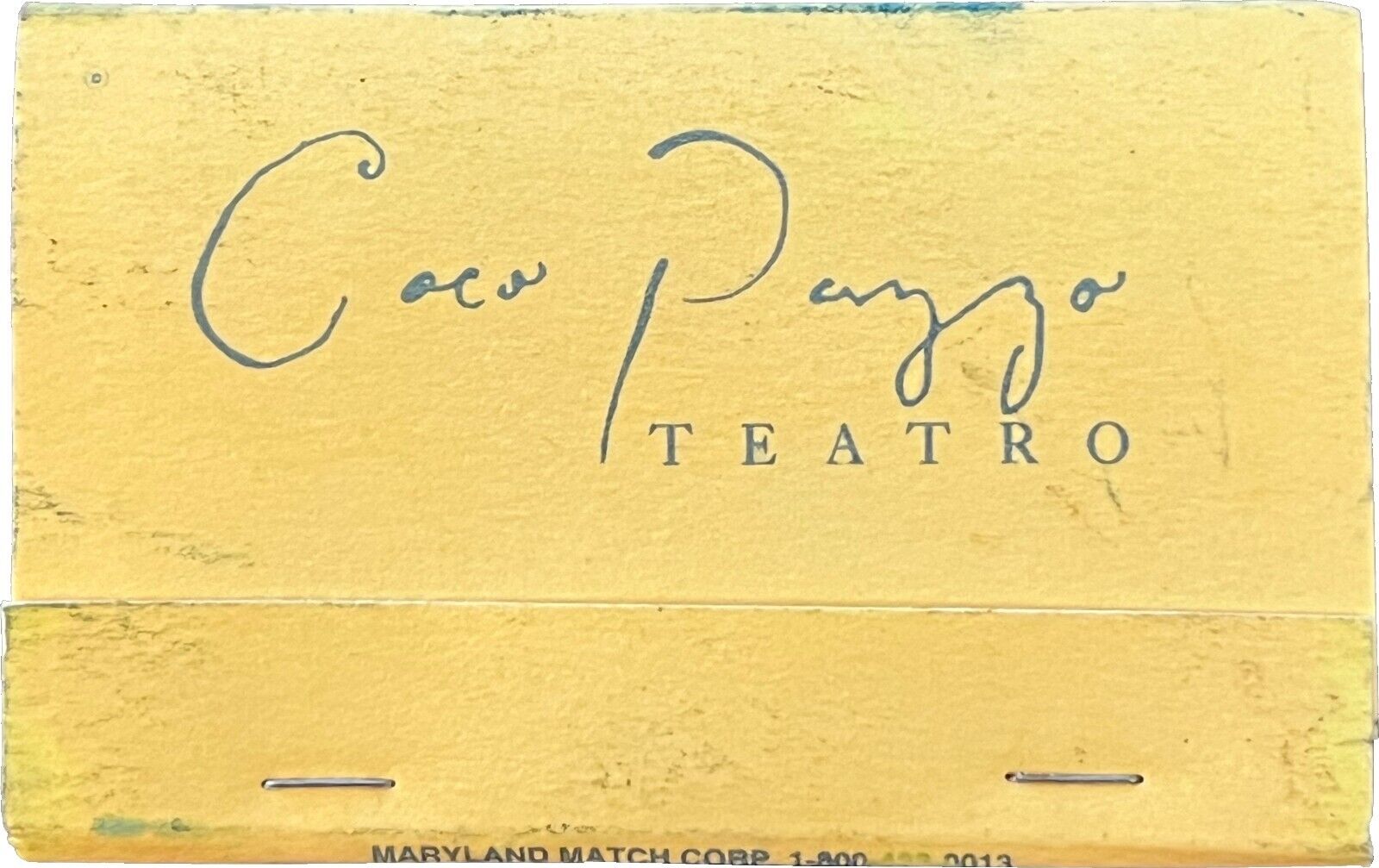 Coco Pazzo Teatro, 46th St., NY, cocopazzo Match Book Matches Matchbook