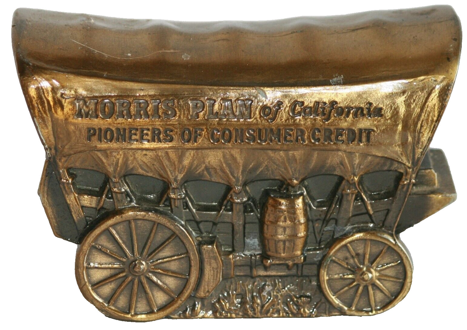 Brass Plate Bronze Still Coin Piggy Bank * Morris Plan of California San Fran