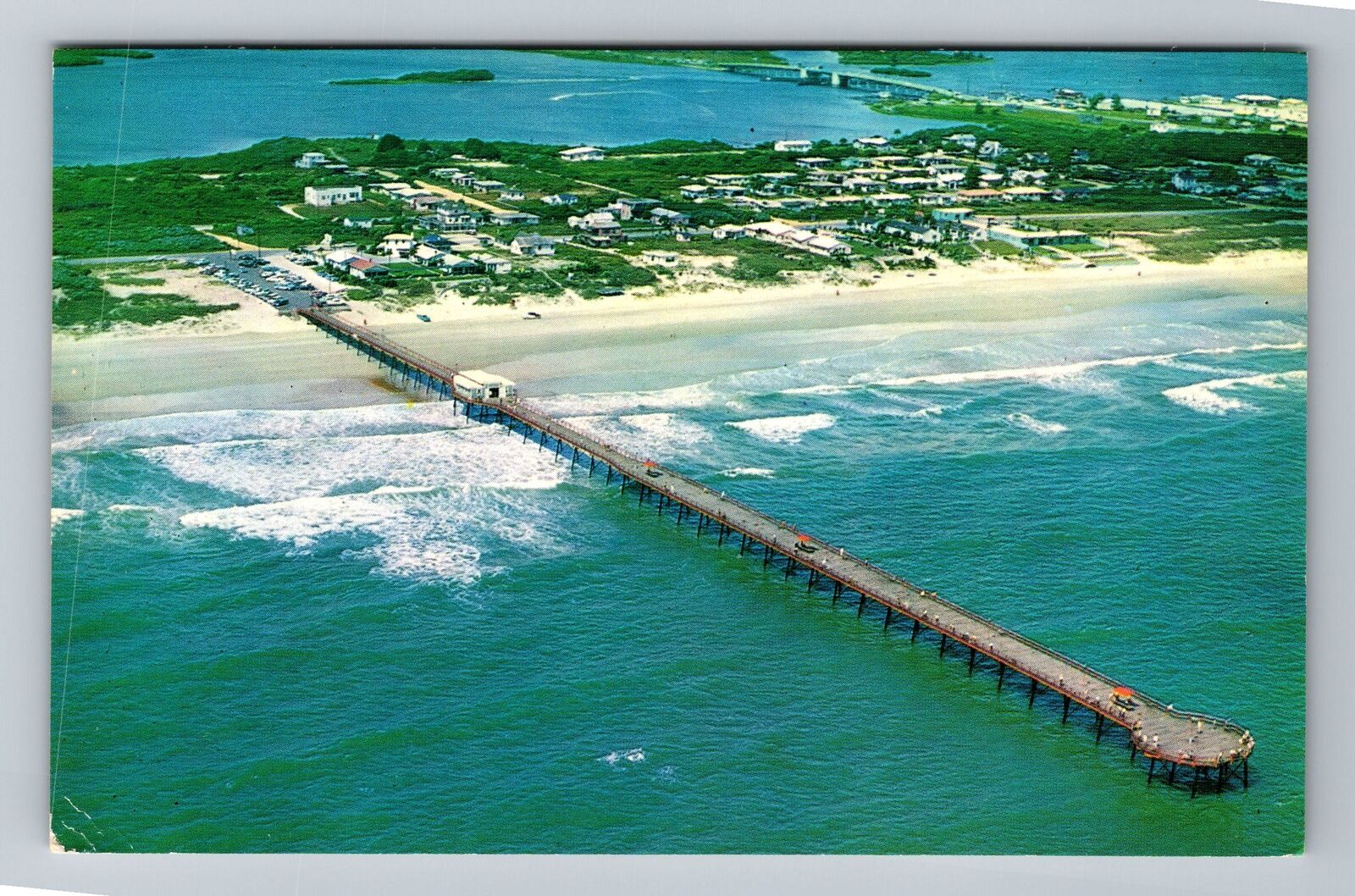 Daytona Beach FL-Florida, Sunglow Ocean Fishing Pier, Vintage Postcard