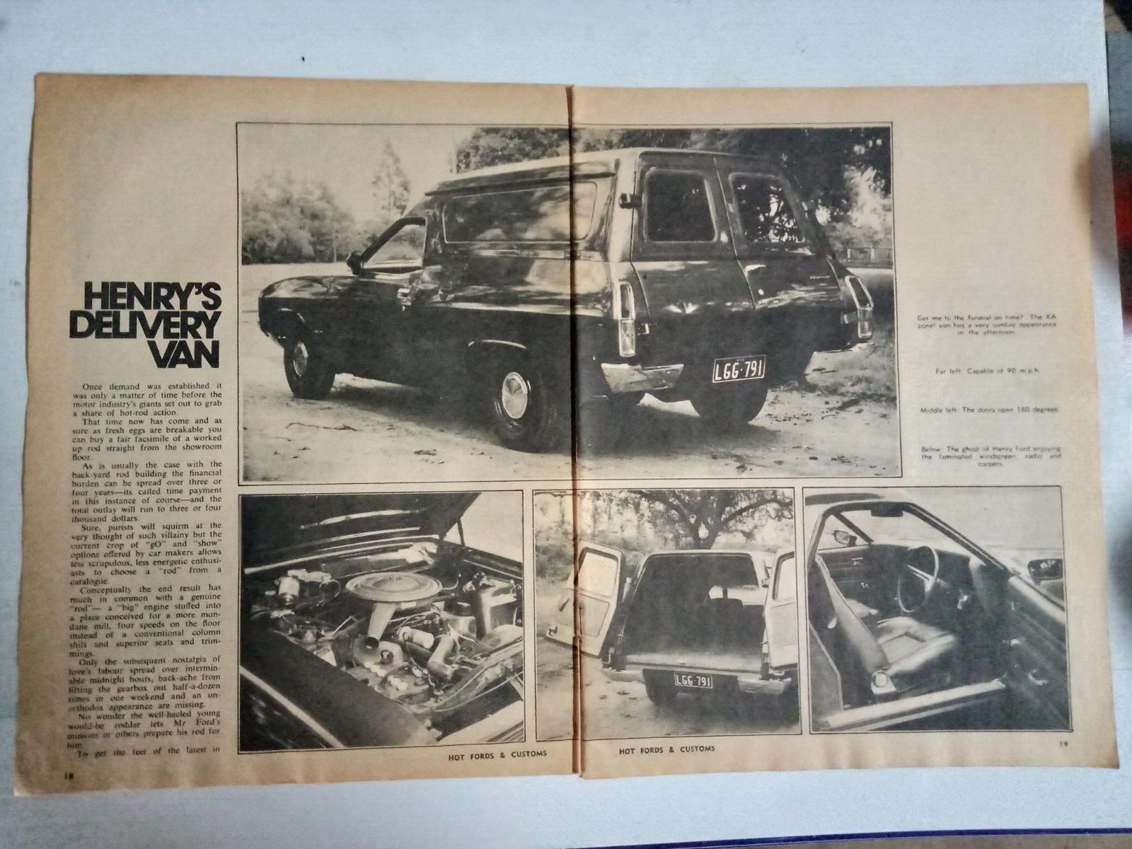 FORD XA FALCON V8 HENRY\'S DELIVERY VAN MAGAZINE REVIEW AND ROAD TEST ARTICLE