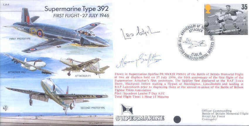 EJA4 Supermarine Type 392 RAF test pilot signed COLQUHOUN DFC GM DFM WW2 WWII