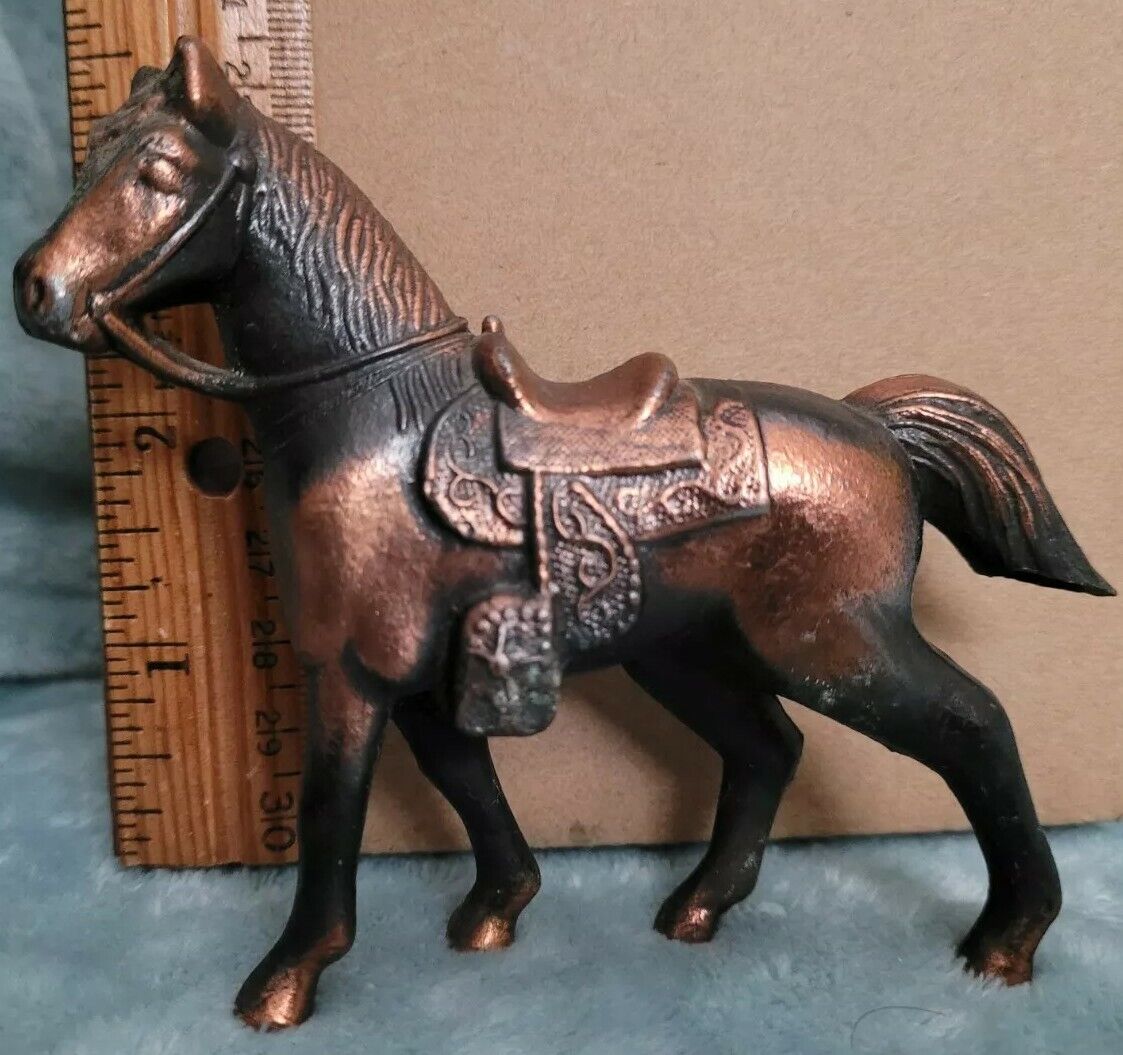 Vintage Hollow Copper HORSE WITH SADDLE FIGURINE