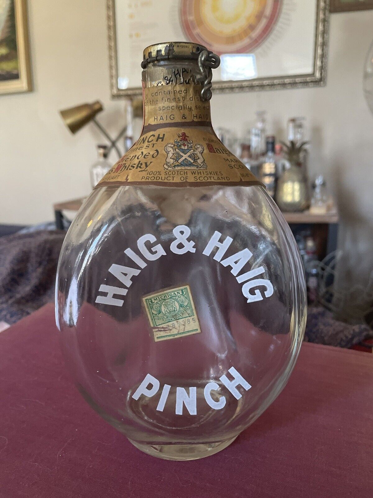 Vintage Haig and Haig Pinch Scotch Whiskey Decanter w/Original Cap & Tax Labels