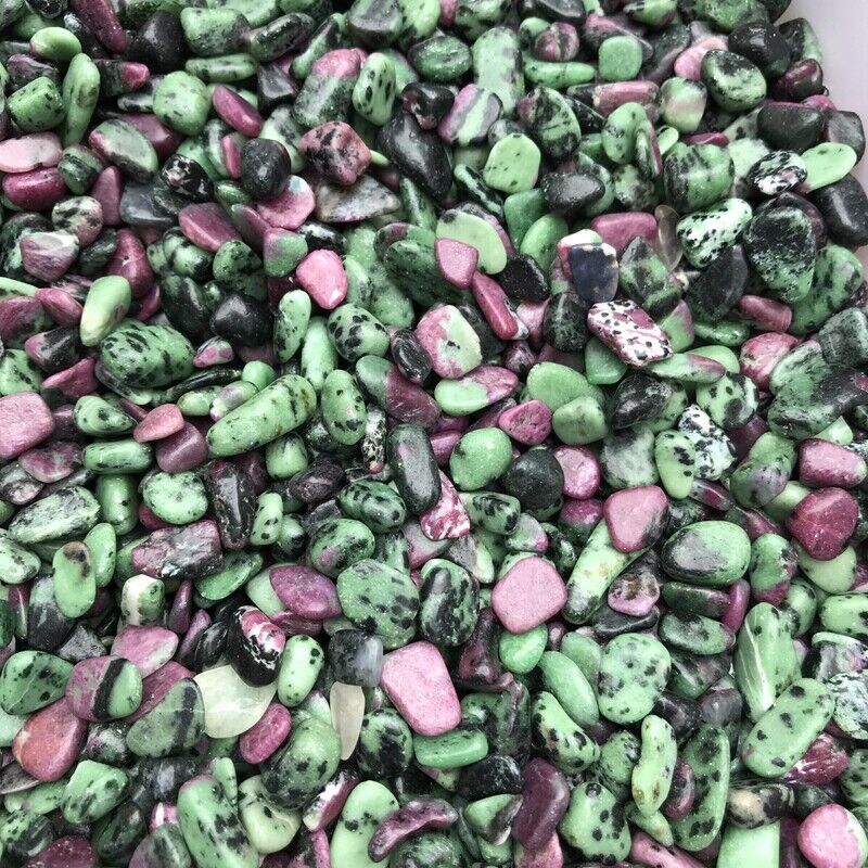 AAA+++ RUBY IN ZOISITE CHIPS 10-20mm semi-tumbled 1/2 lb bulk stones green red 