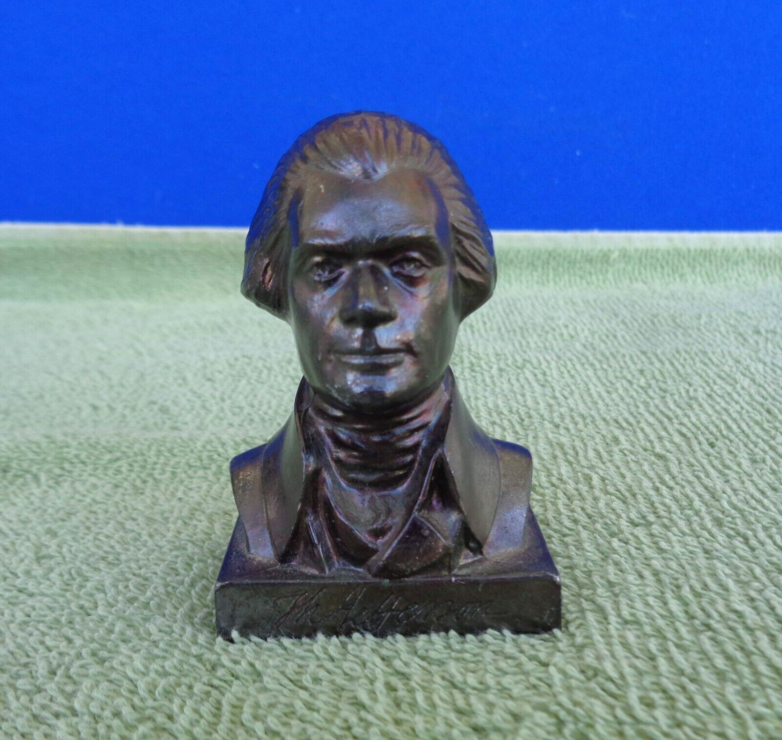 Thomas Jefferson Bronzed Mini Miniature Bust Statue Figurine
