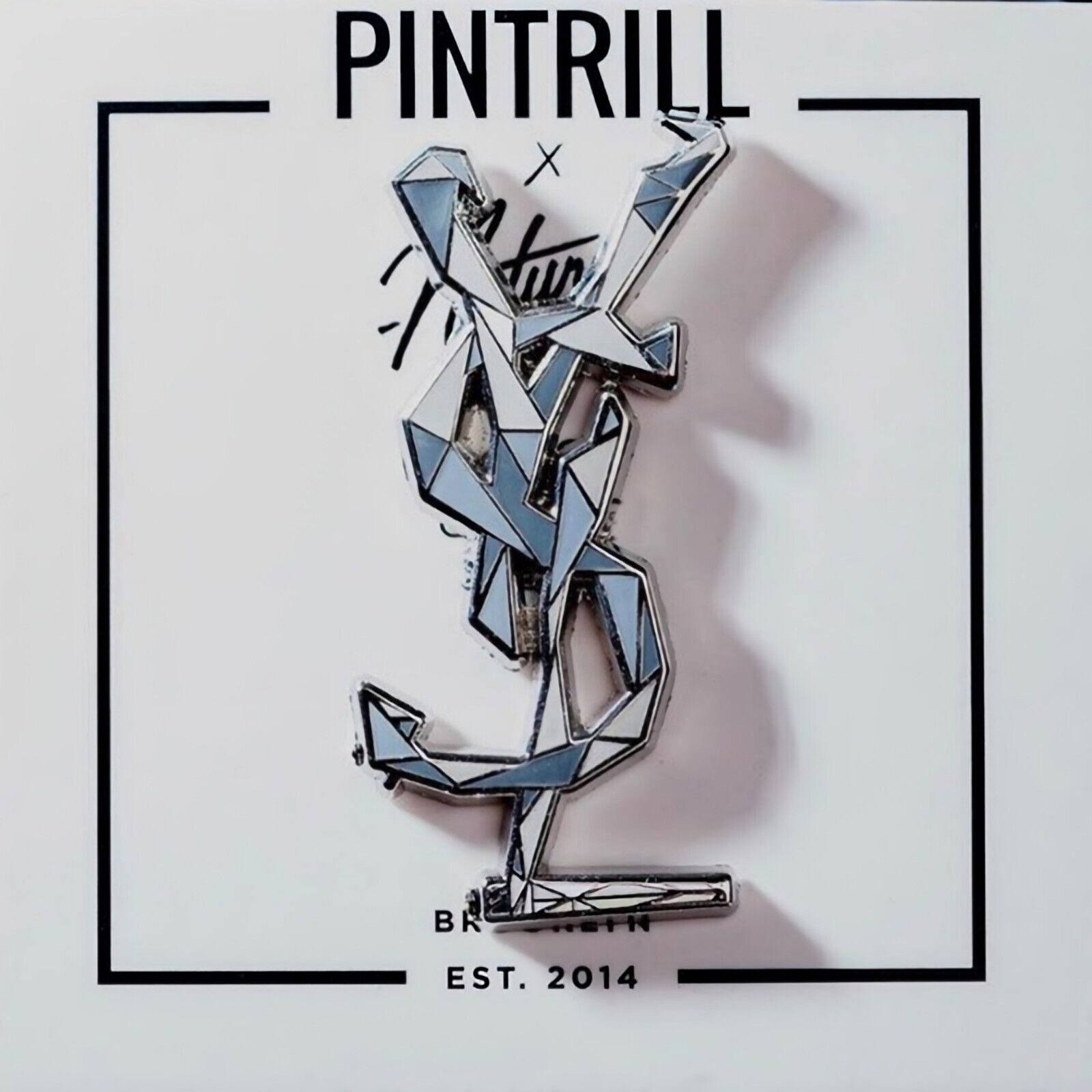 ⚡️RARE⚡️ PINTRILL x NATUREL YSL LOGO PIN / YSL BROOCHE *BRAND NEW* COLLECTOR PIN