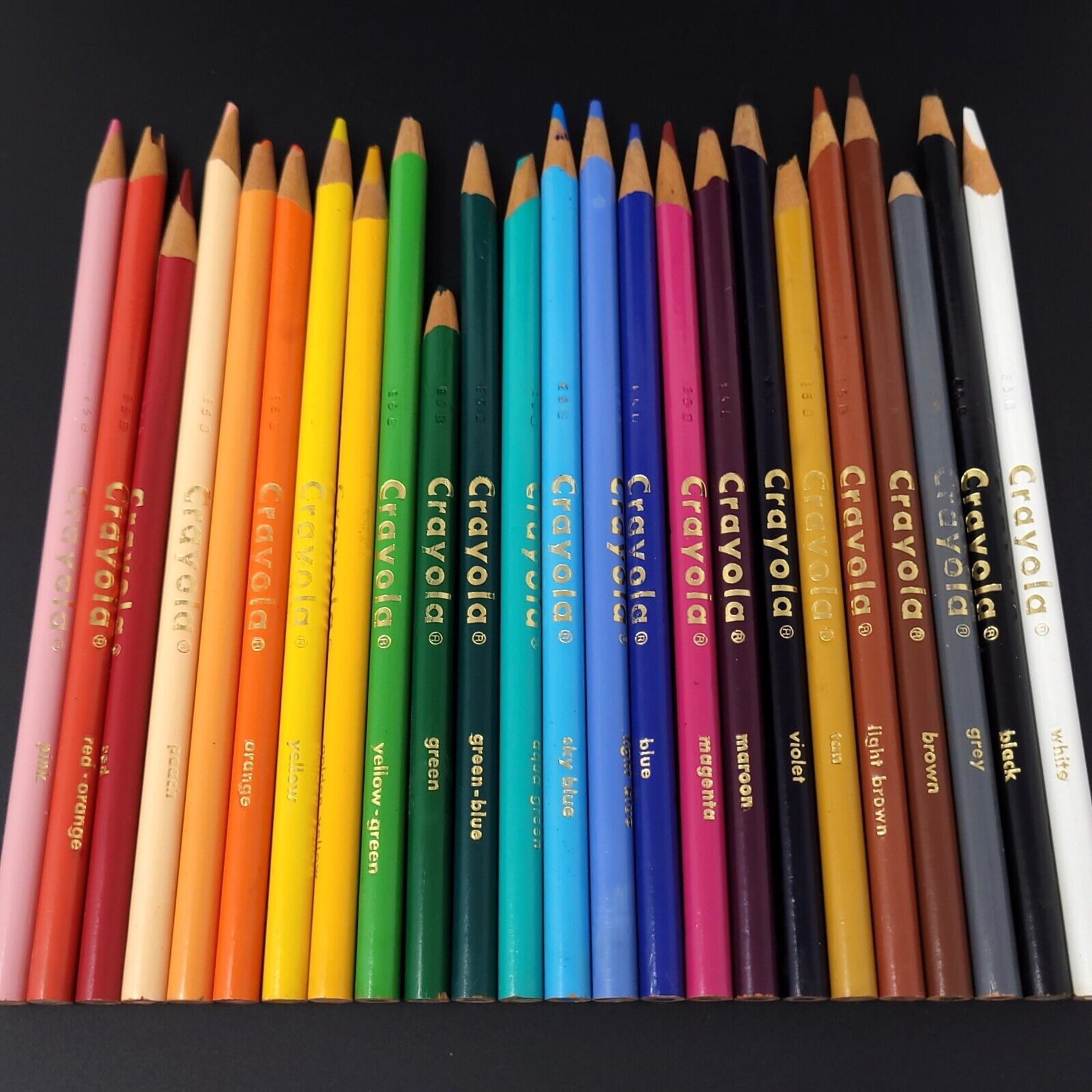 Vintage 90s Crayola Colored Pencils No Box 24pcs Pencil Crayons Used Sharpened