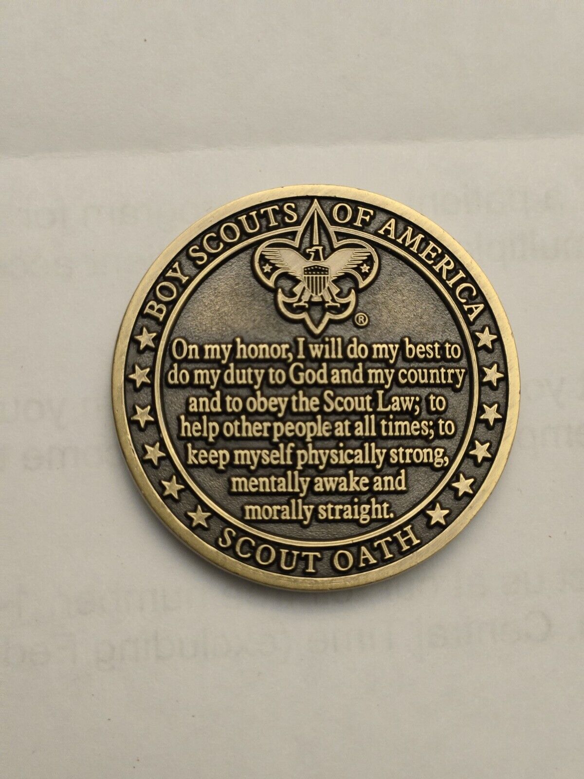 SCOUT OATH Boy Scout Challenge Coin Law Motto Slogan BSA Cub Scout