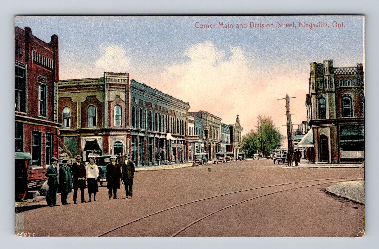 Kingsville Canada, Corner Main & Division Street, Lady & Gents, Vintage Postcard
